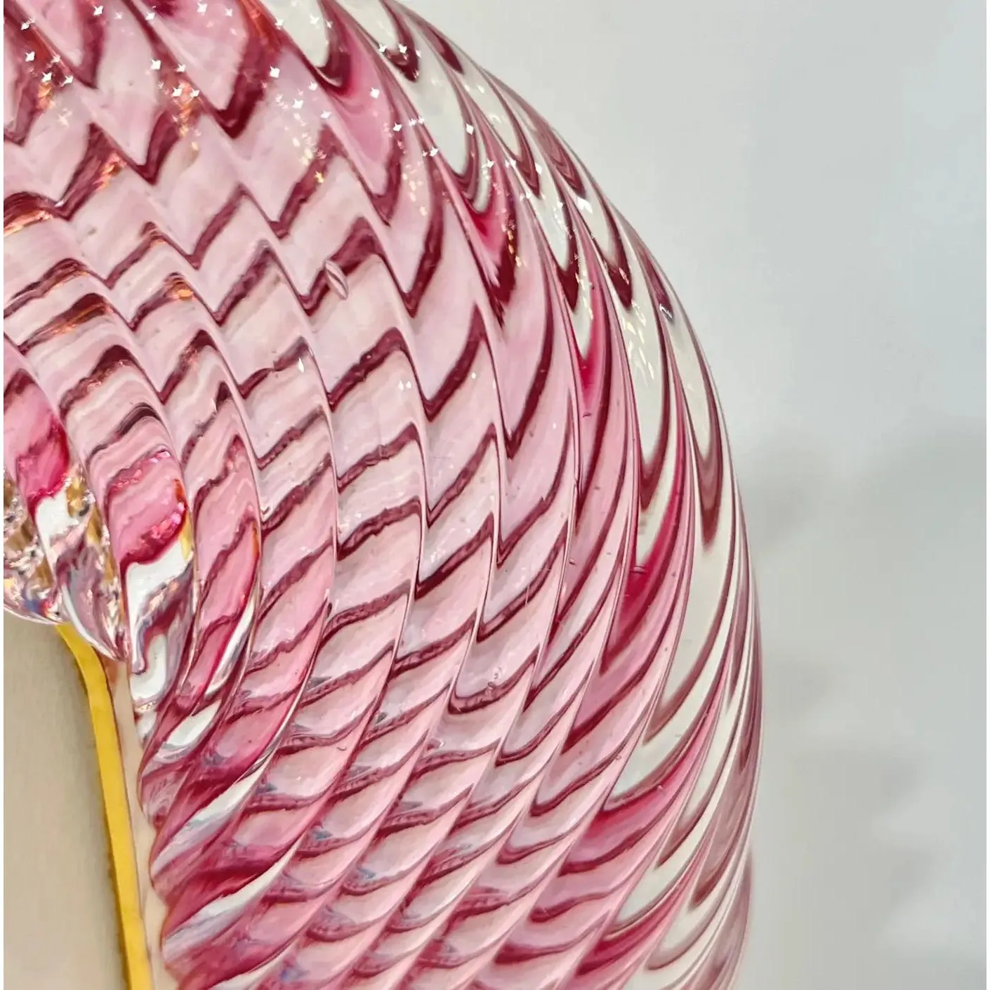 2010 Modern Italian Rose Pink Crystal Twisted Murano Glass Brass Picture Frame