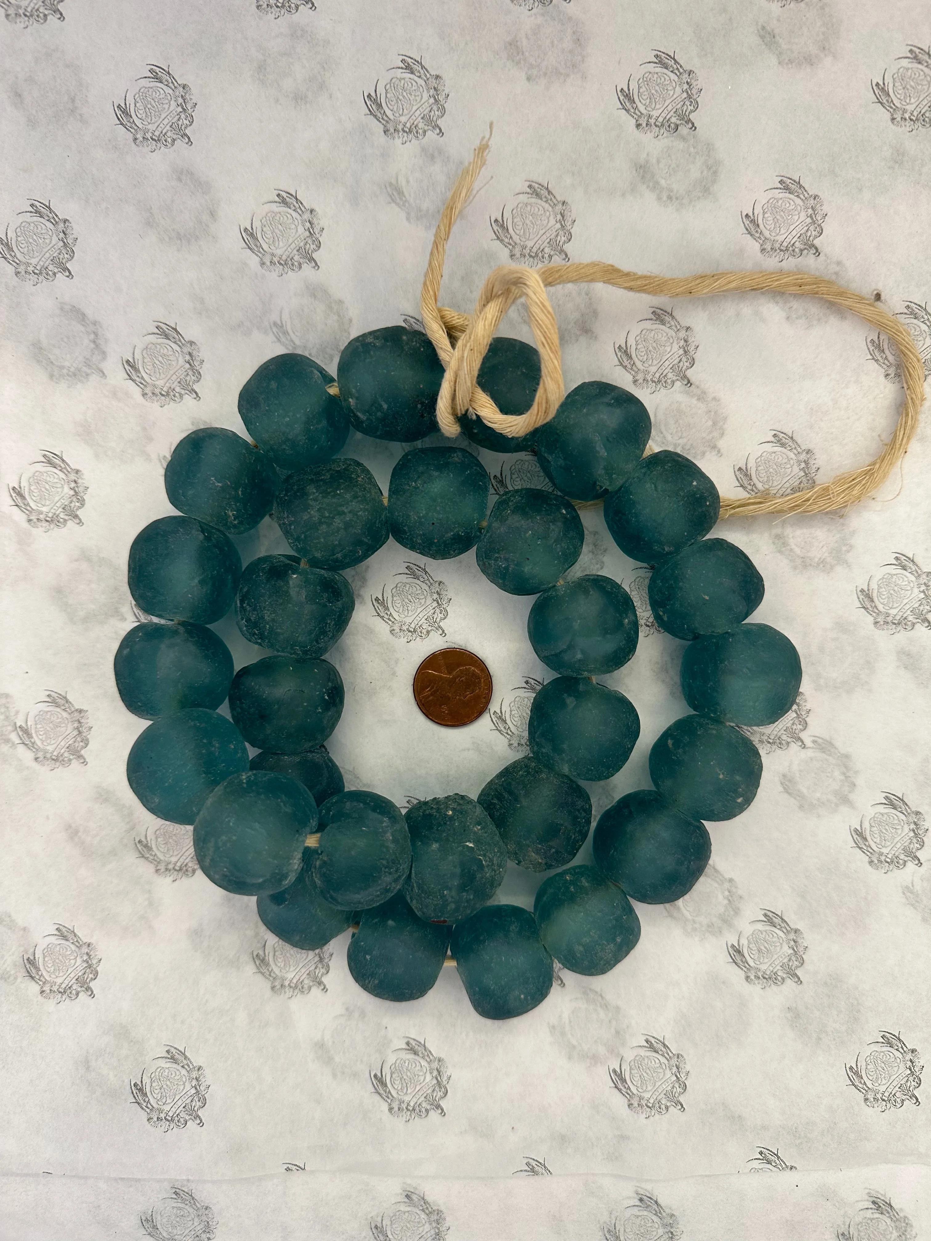 23mm Jumbo Light Blue Recycled Glass Beads 