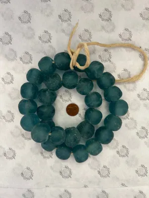 23mm Jumbo Light Blue Recycled Glass Beads 