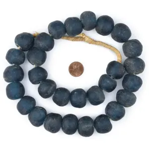 23mm Jumbo Marine Blue Recycled Glass Beads 