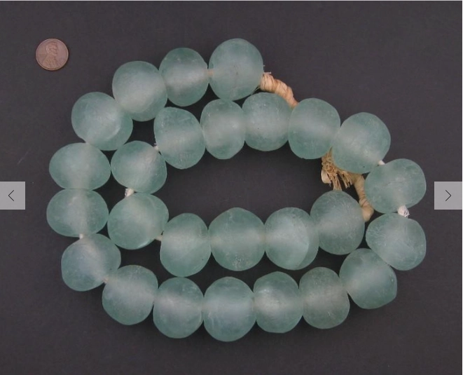 35mm Jumbo Clear Aqua Recycled Glass Beads 