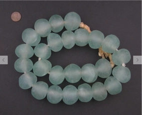 35mm Jumbo Clear Aqua Recycled Glass Beads 
