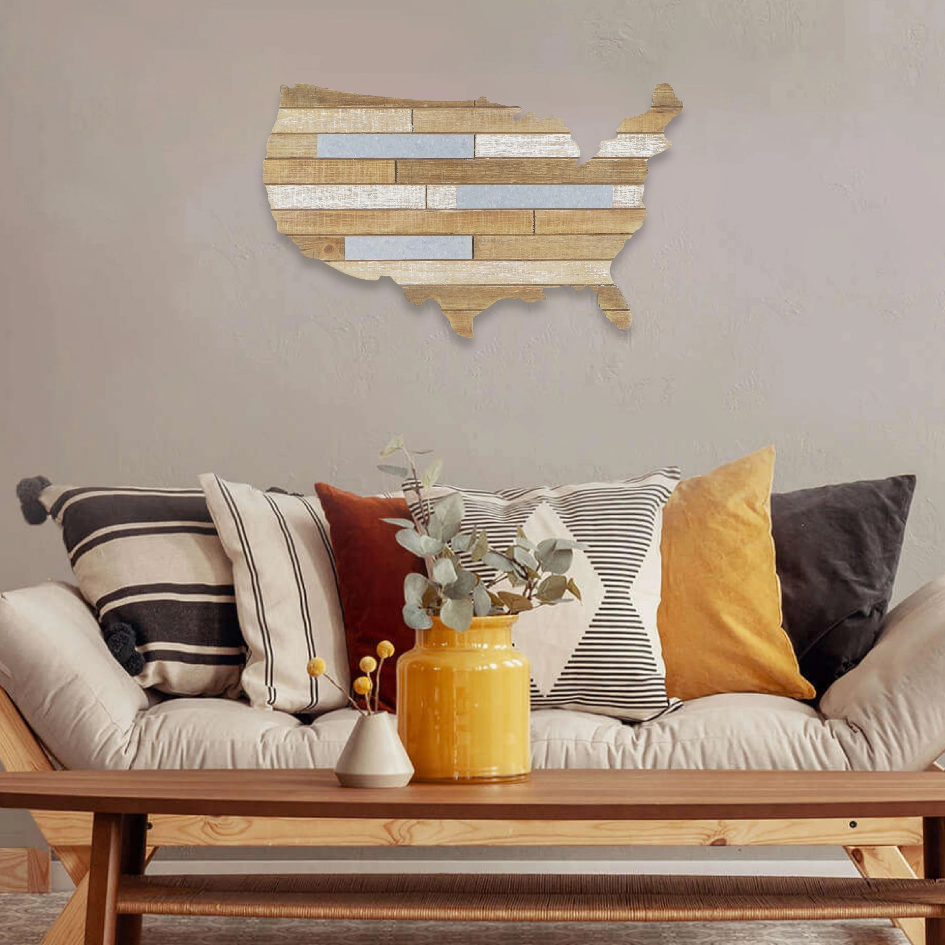 4835 - Tellur 23.5" Wood USA Map