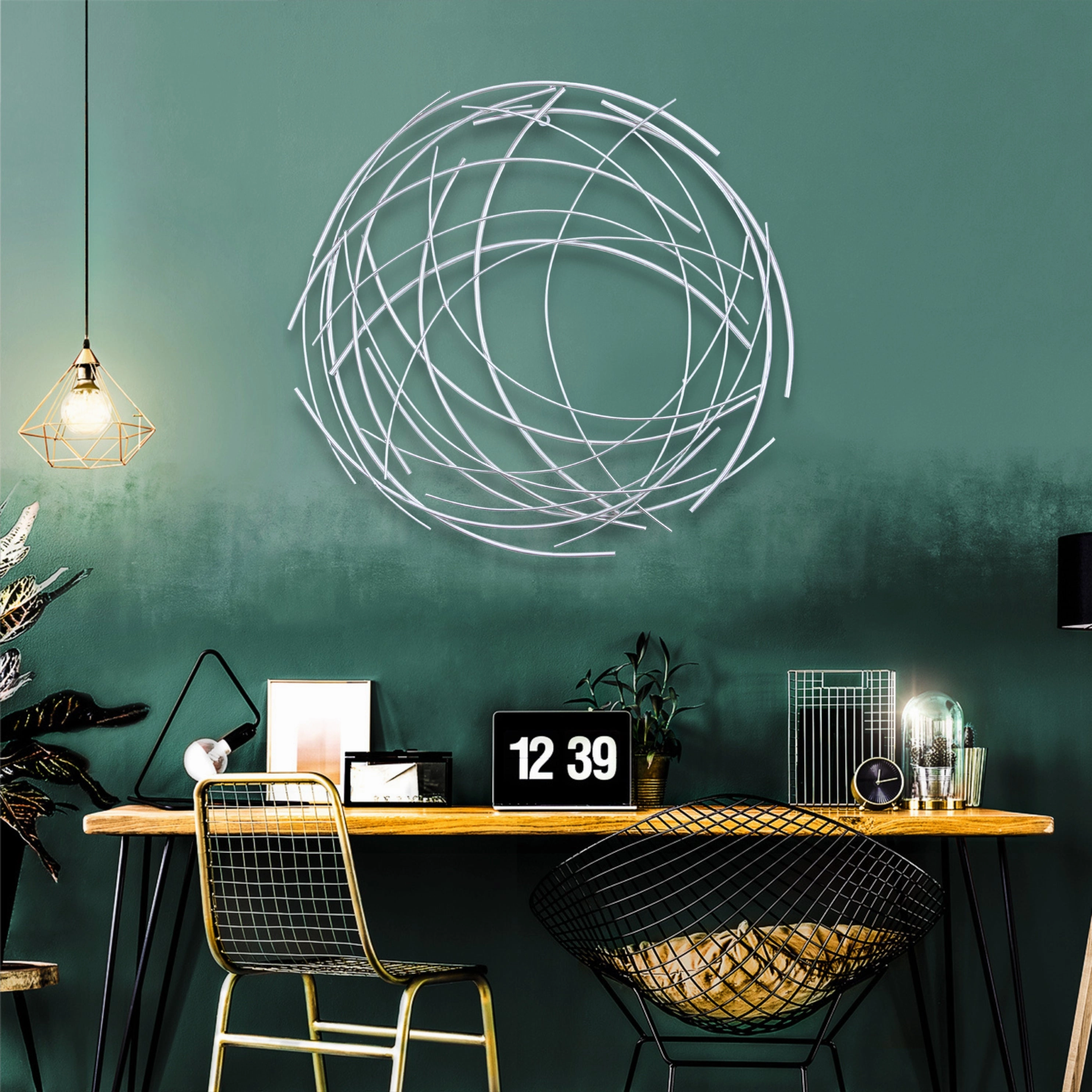 5051 - Denine Round Wall Art - Silver