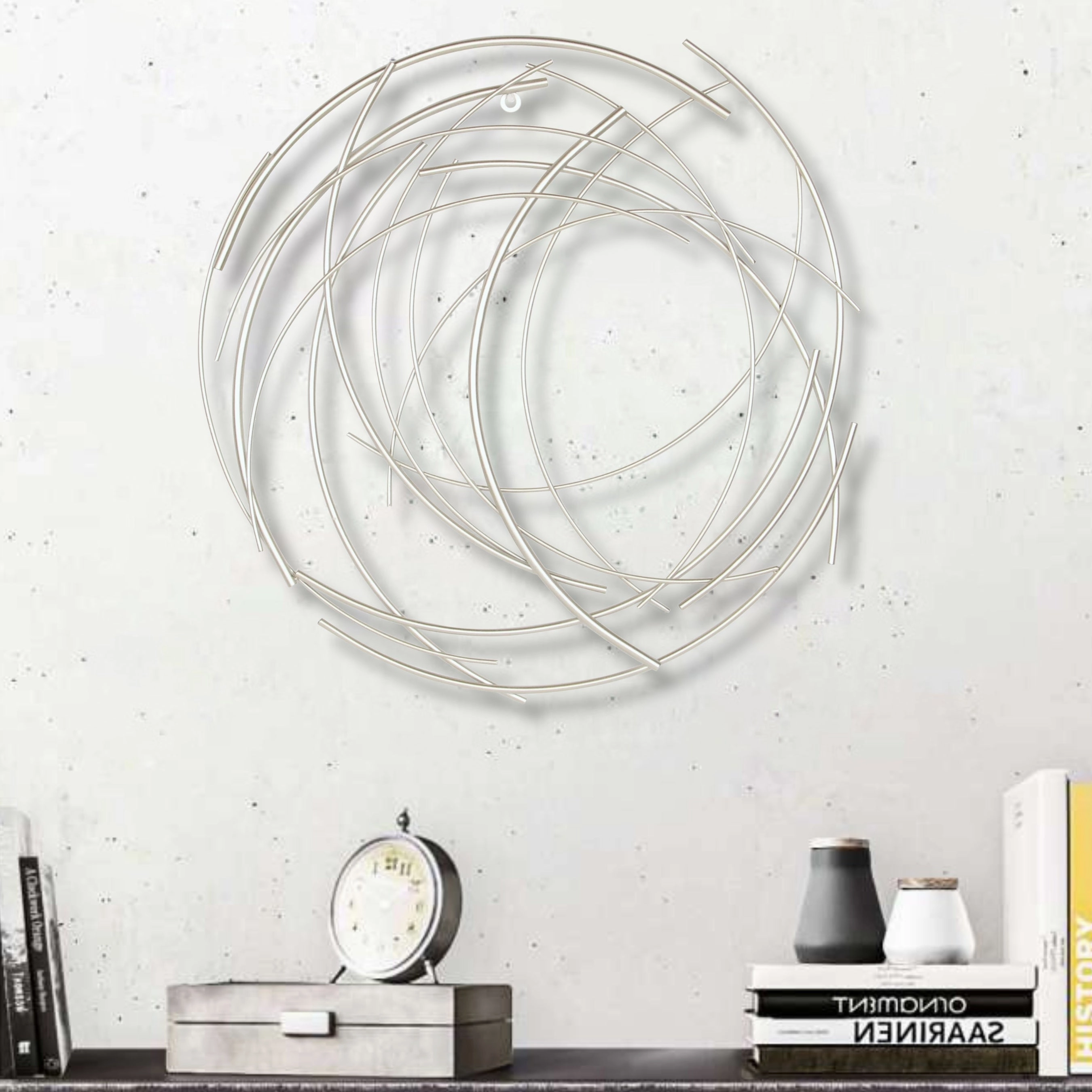 5052SV - Denine Round Wall Art - Silver