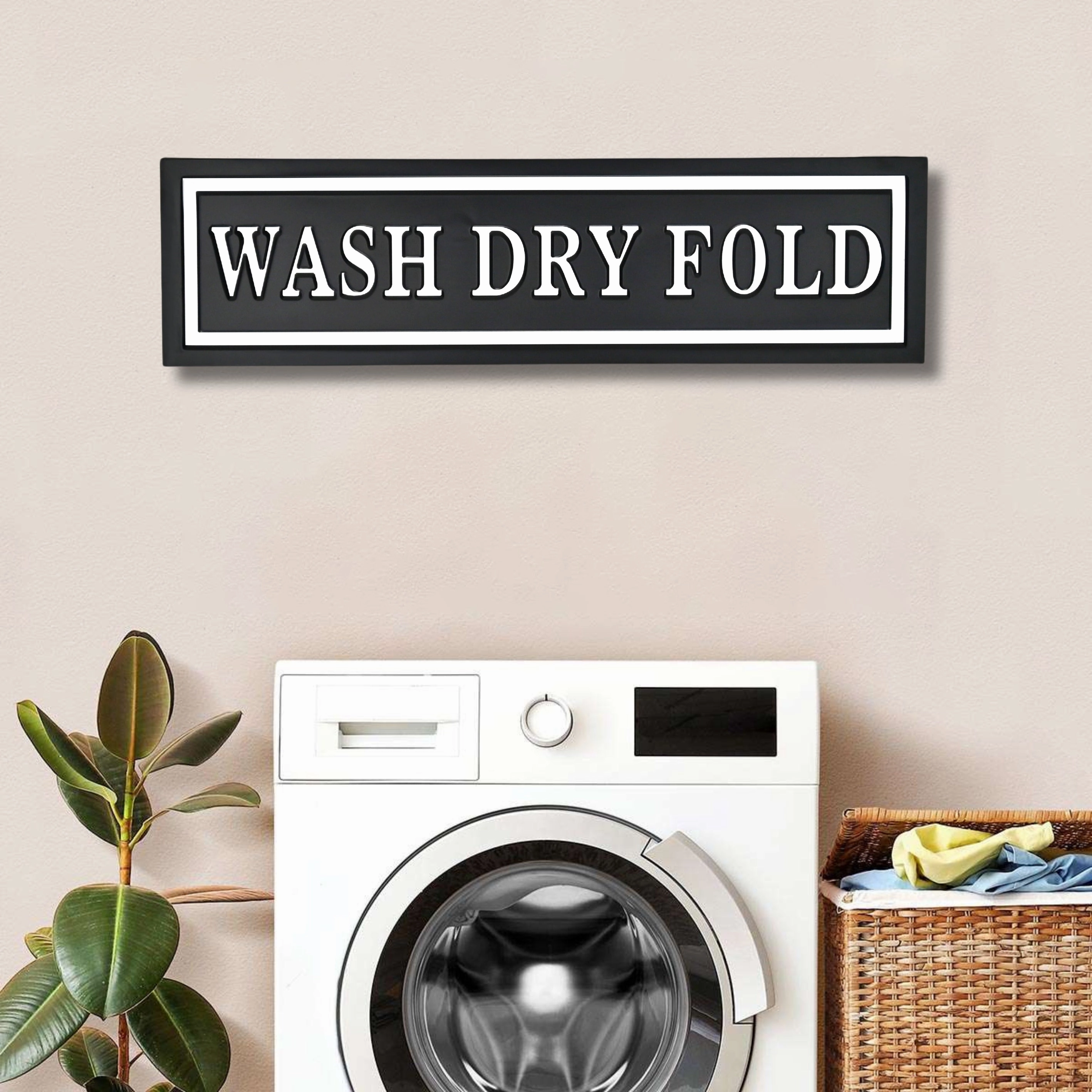 5285WDF-BK - Arabella Laundry Themed Sign - Black