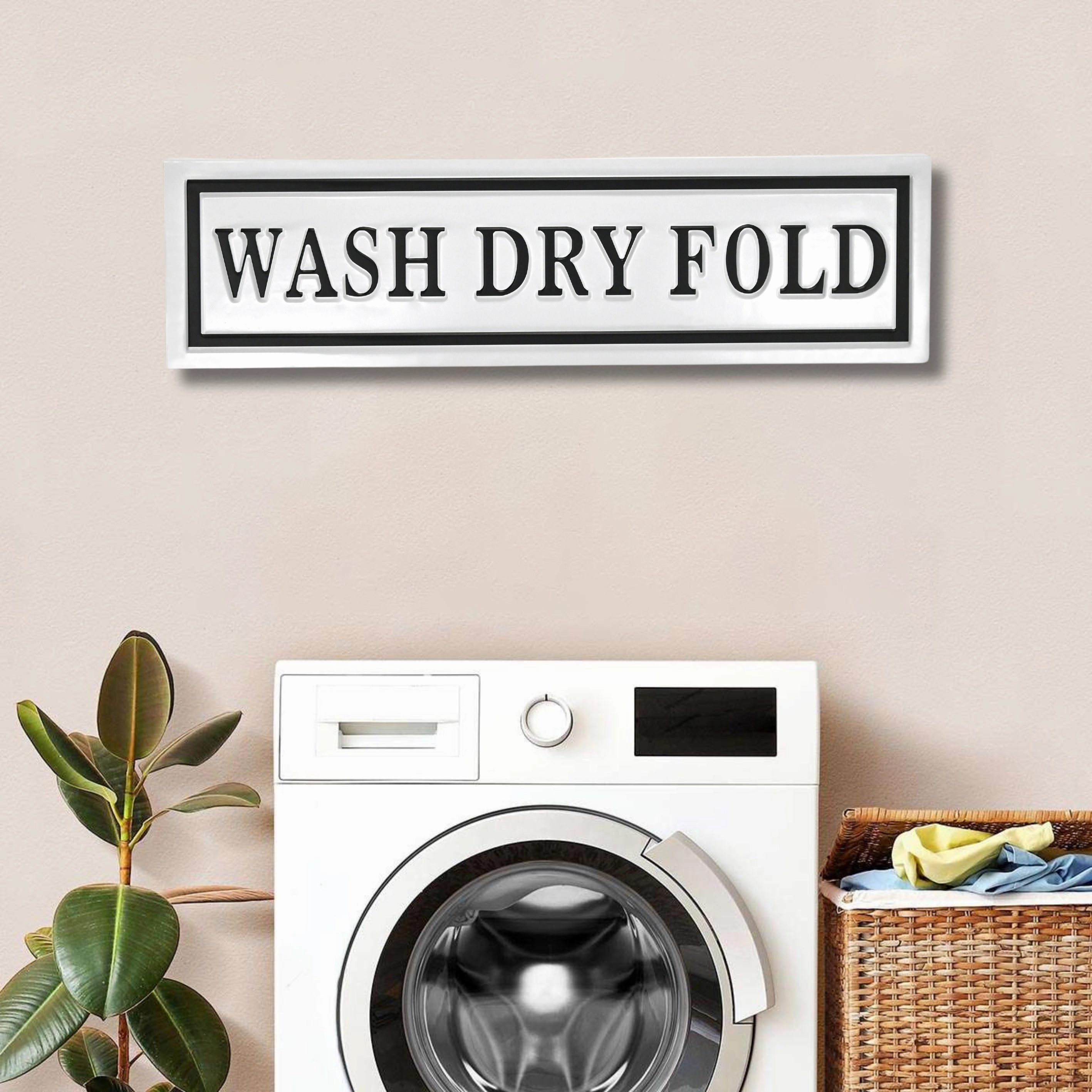5285WDF-WT - Arabella Laundry Themed Sign - White