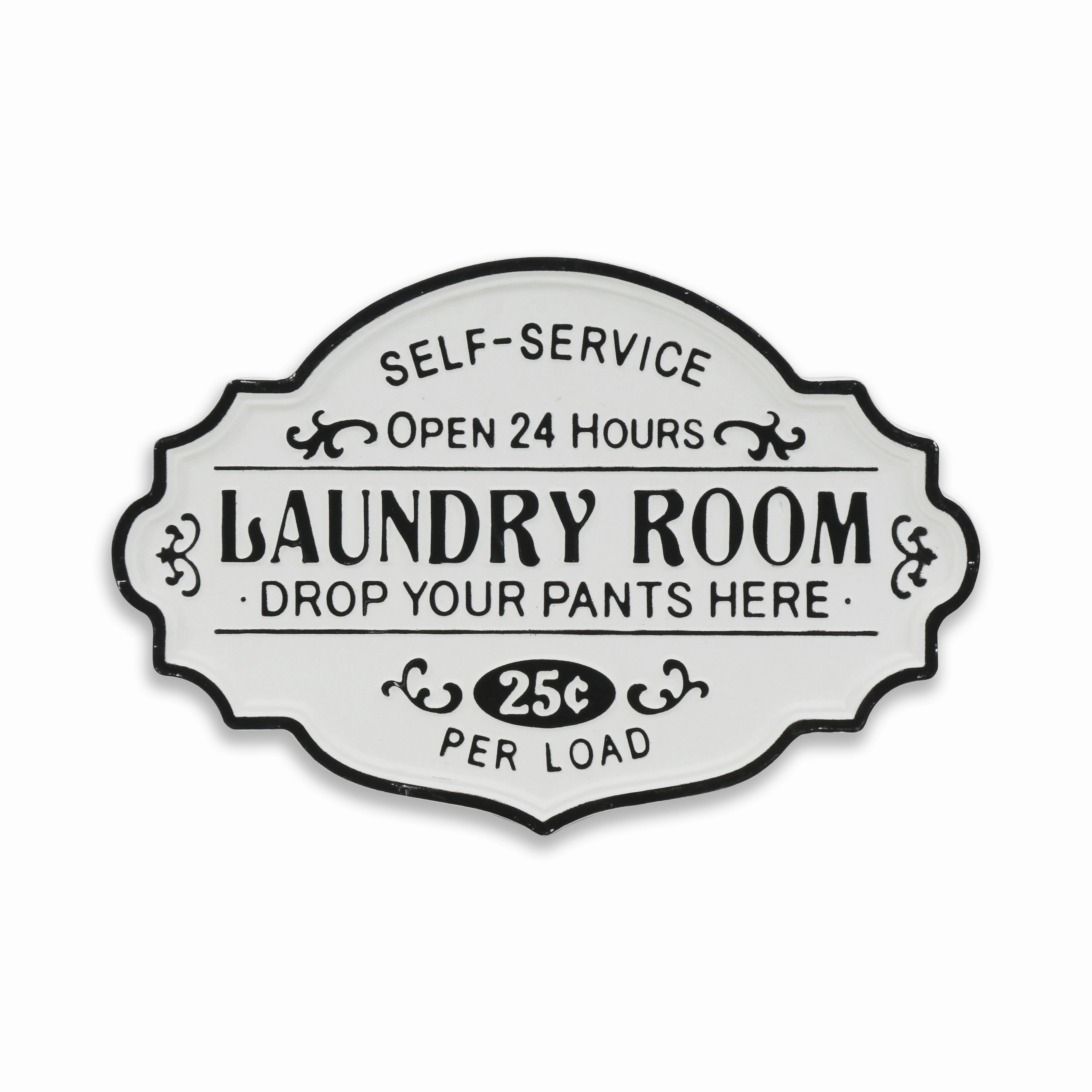 5321RWT-BK - Dafina Enamel Laundry Sign 