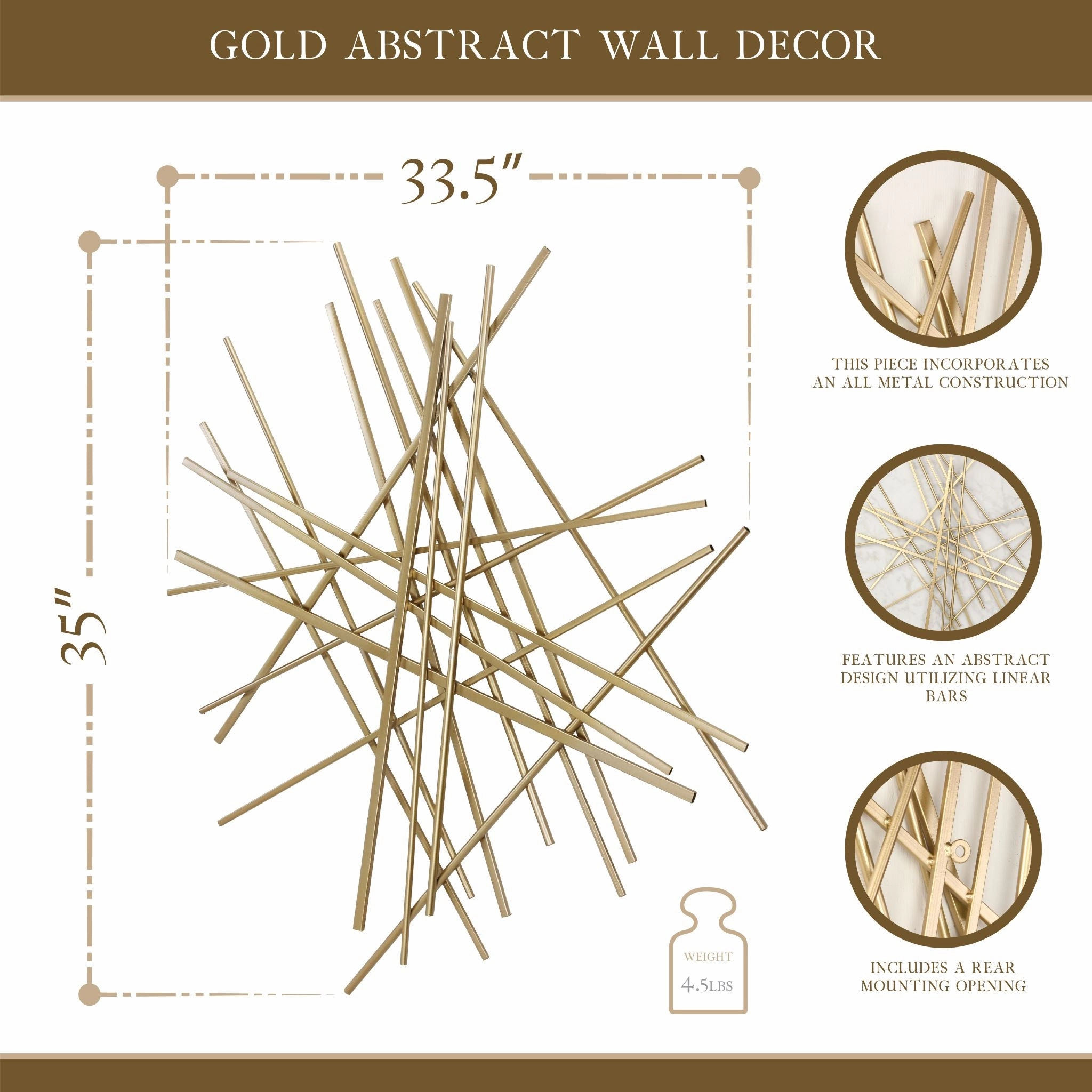 5369GD - Avalon Large Wall Dcor - Gold