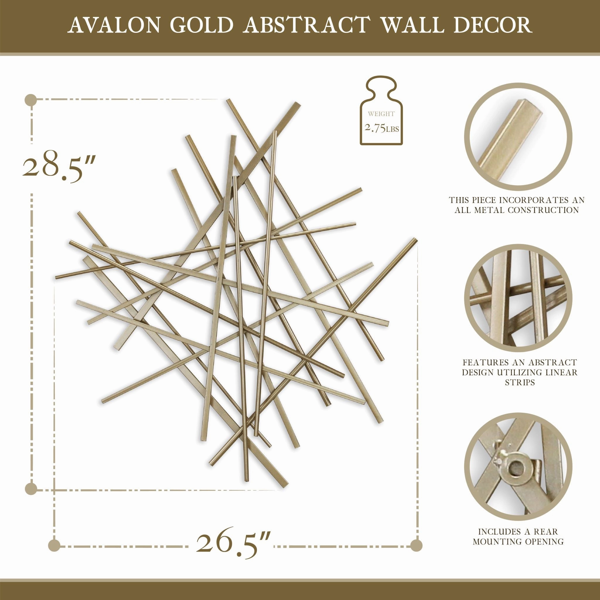 5370GD - Avalon Small Wall Dcor - Gold