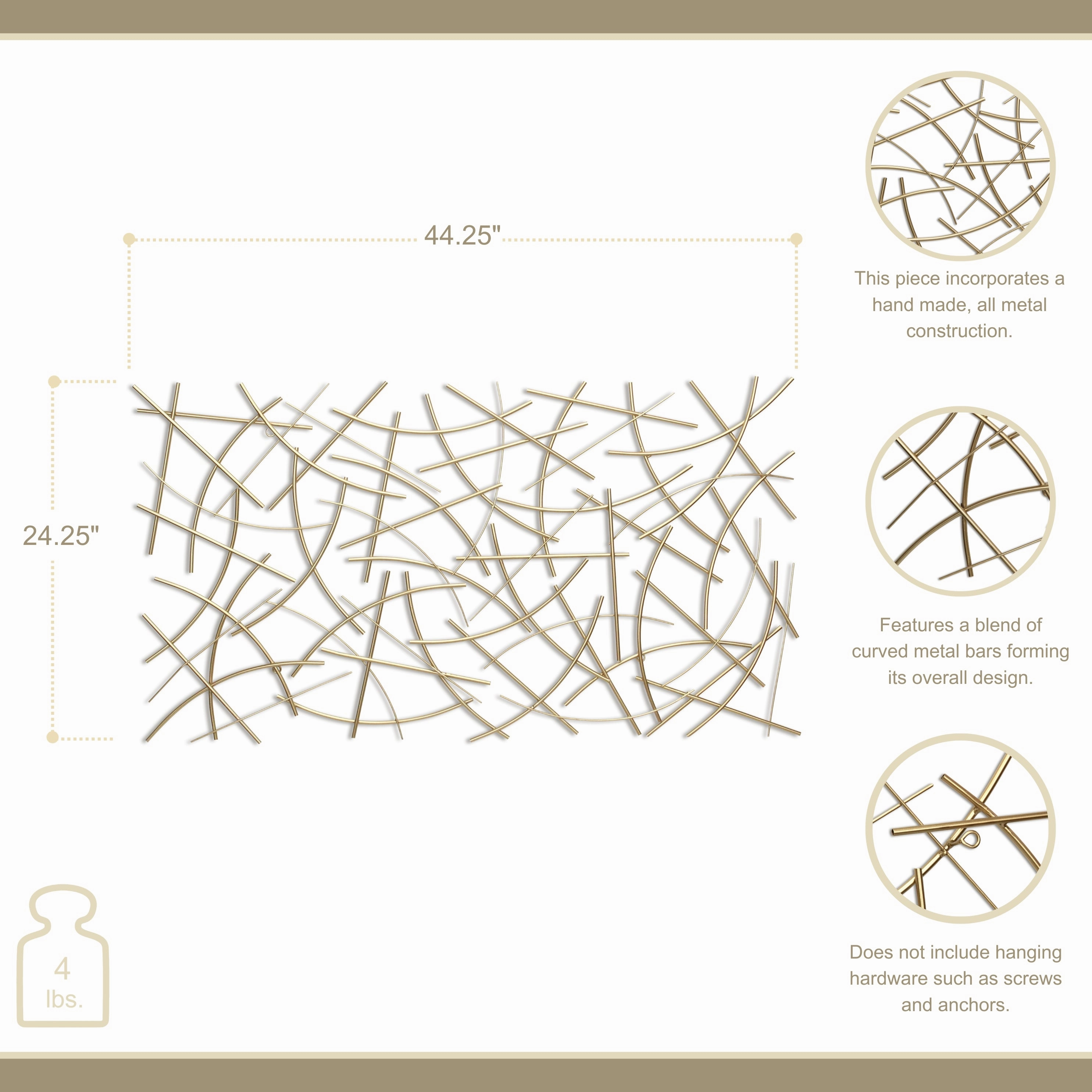 6088GD - Polaris Curved Wall Decor - Gold