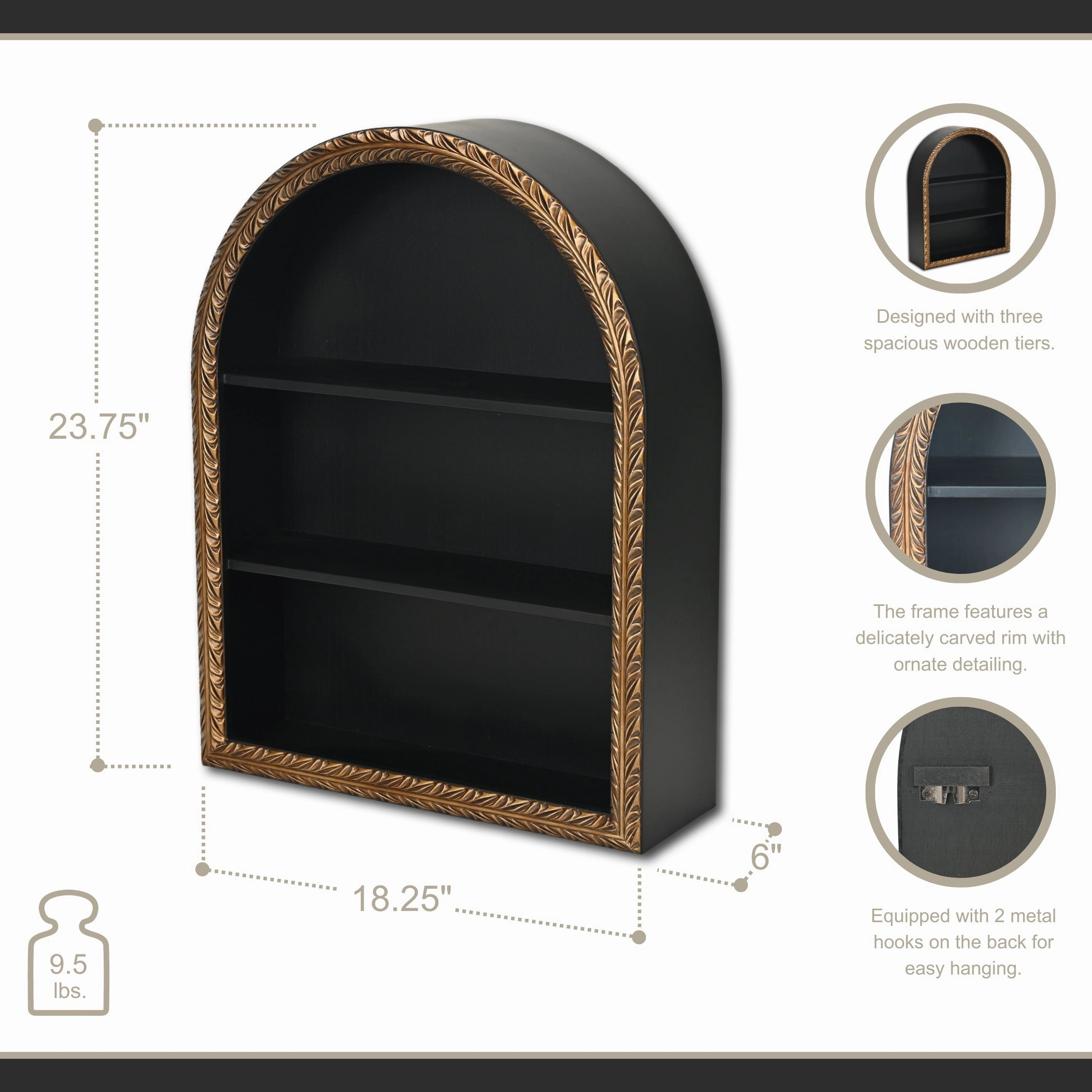 6153 - Mireza 3 Tier Wall Shelf