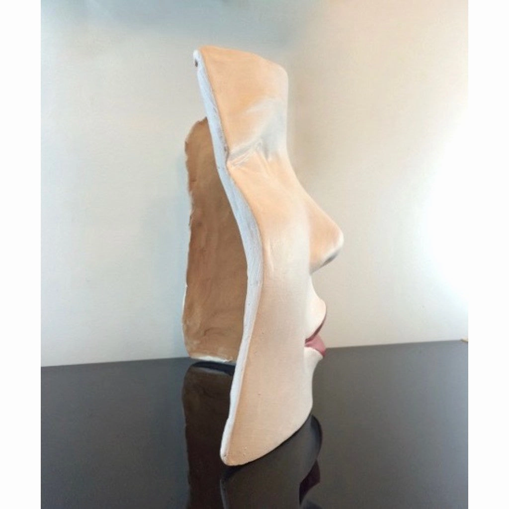 "Red Lips Face" Terra Cotta Sculpture by Ginestroni