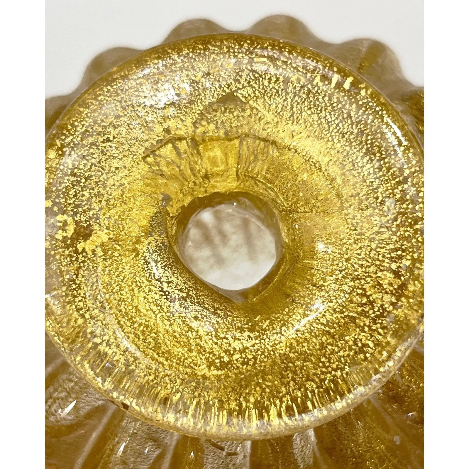 A. Don 1970s Vintage Italian Crystal & Gold Murano Glass Bottle with Stopper