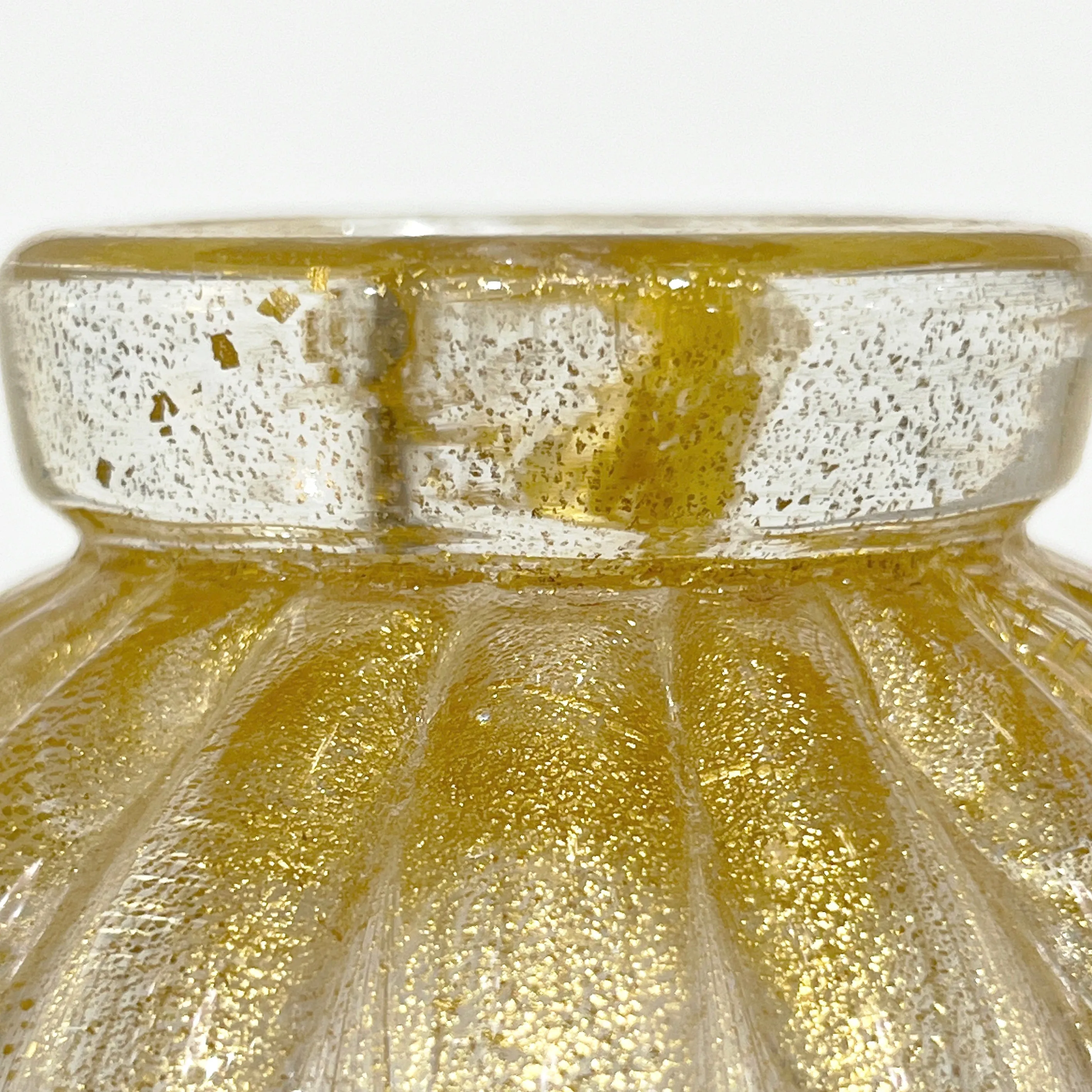 A. Don 1970s Vintage Italian Crystal & Gold Murano Glass Bottle with Stopper