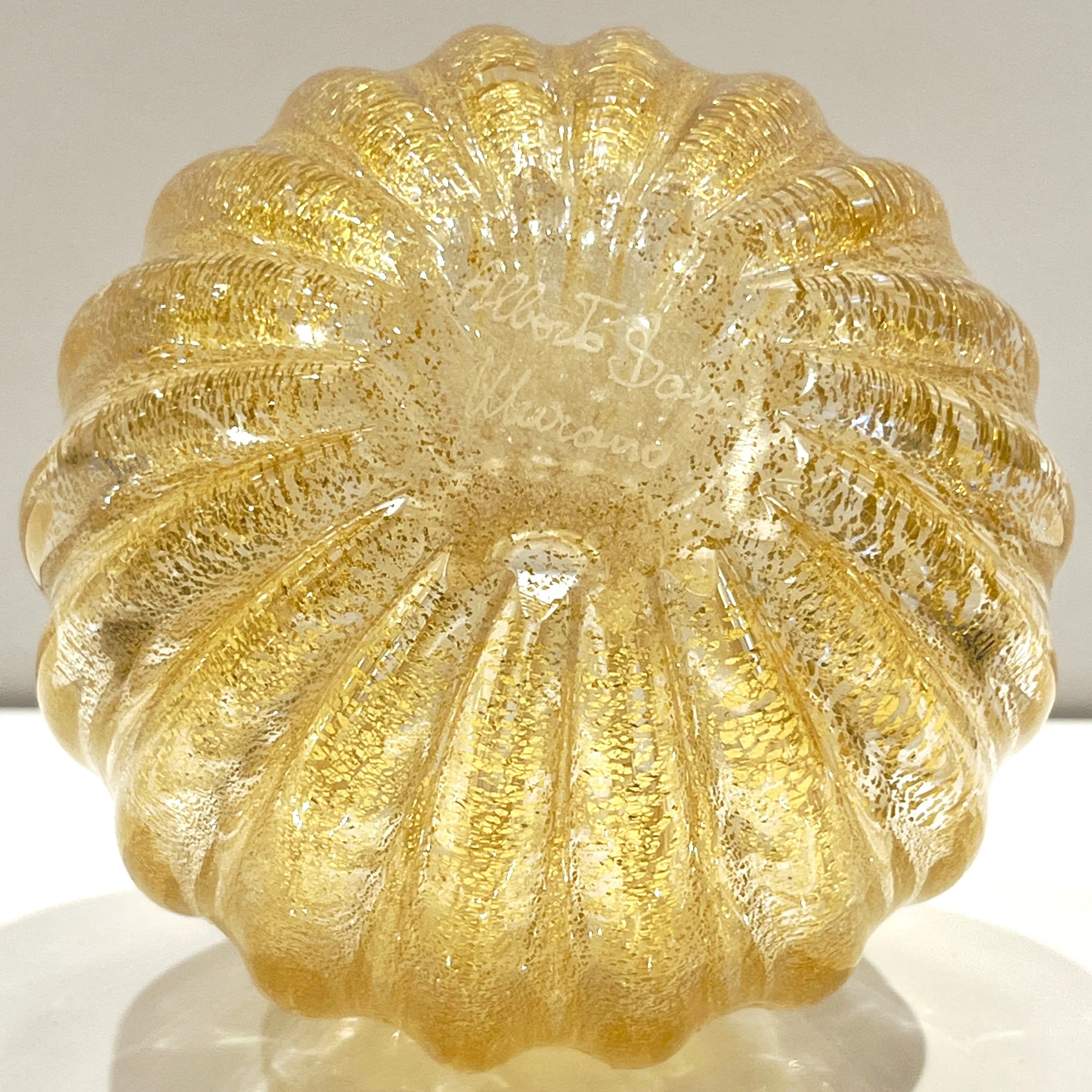 A. Don 1970s Vintage Italian Crystal & Gold Murano Glass Bottle with Stopper