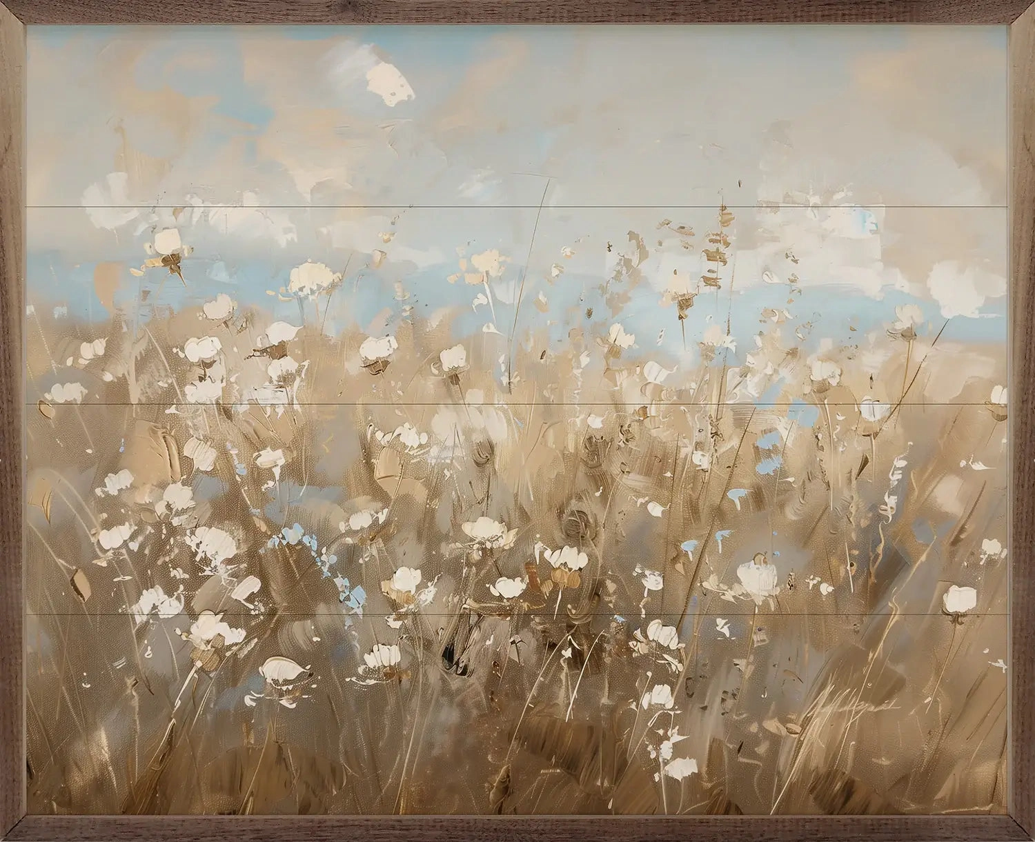 Abstract White Flower Field Wood Framed Print