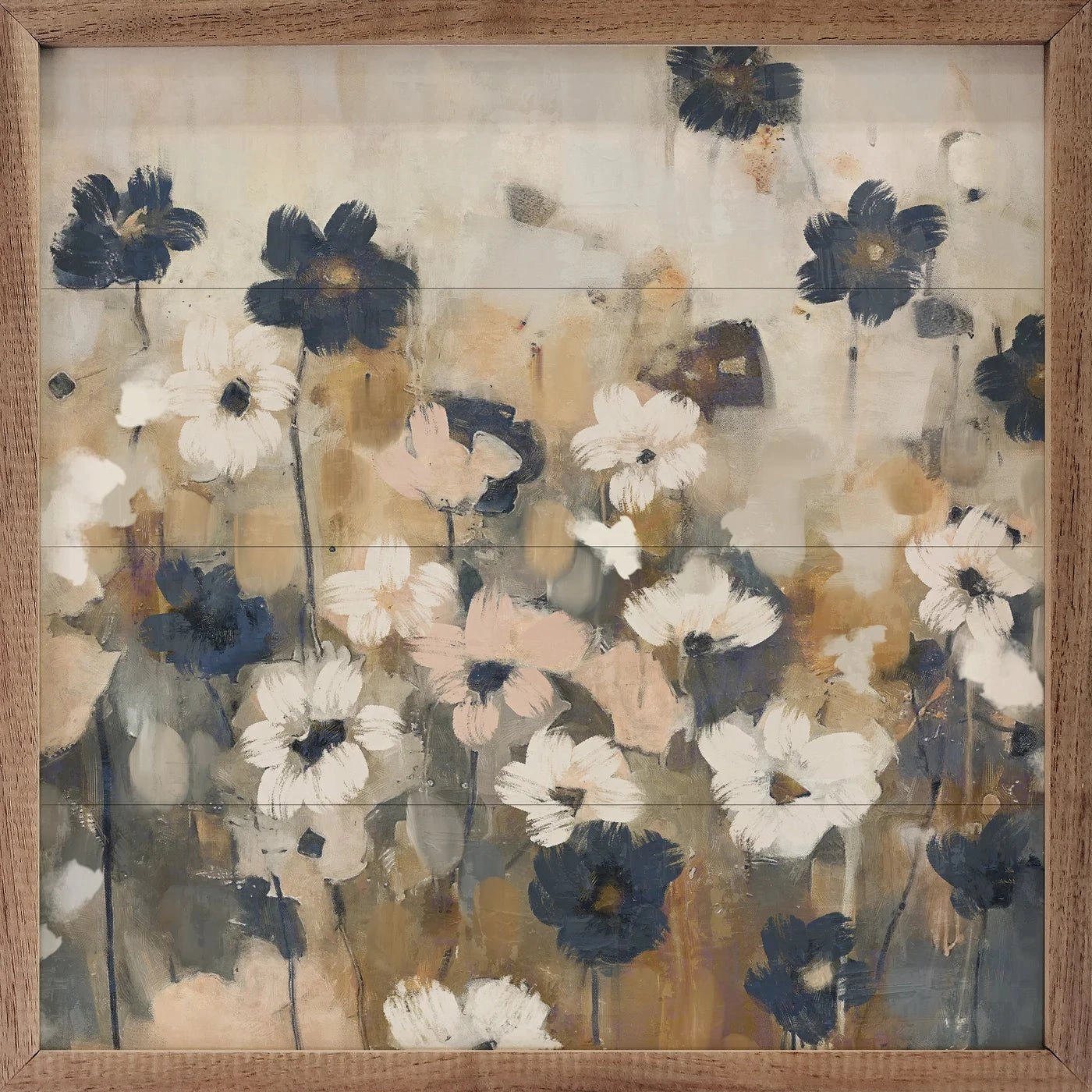 Abstracted Florals 2 Blue By Nina Blue Wood Framed Print 