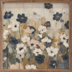 Abstracted Florals 2 Blue By Nina Blue Wood Framed Print 