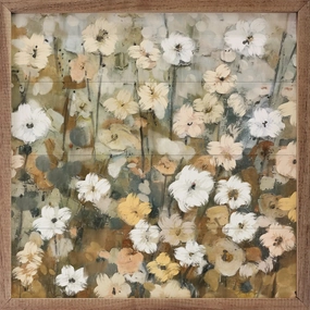 Abstracted Florals 3 Neutral By Nina Blue Wood Framed Print 