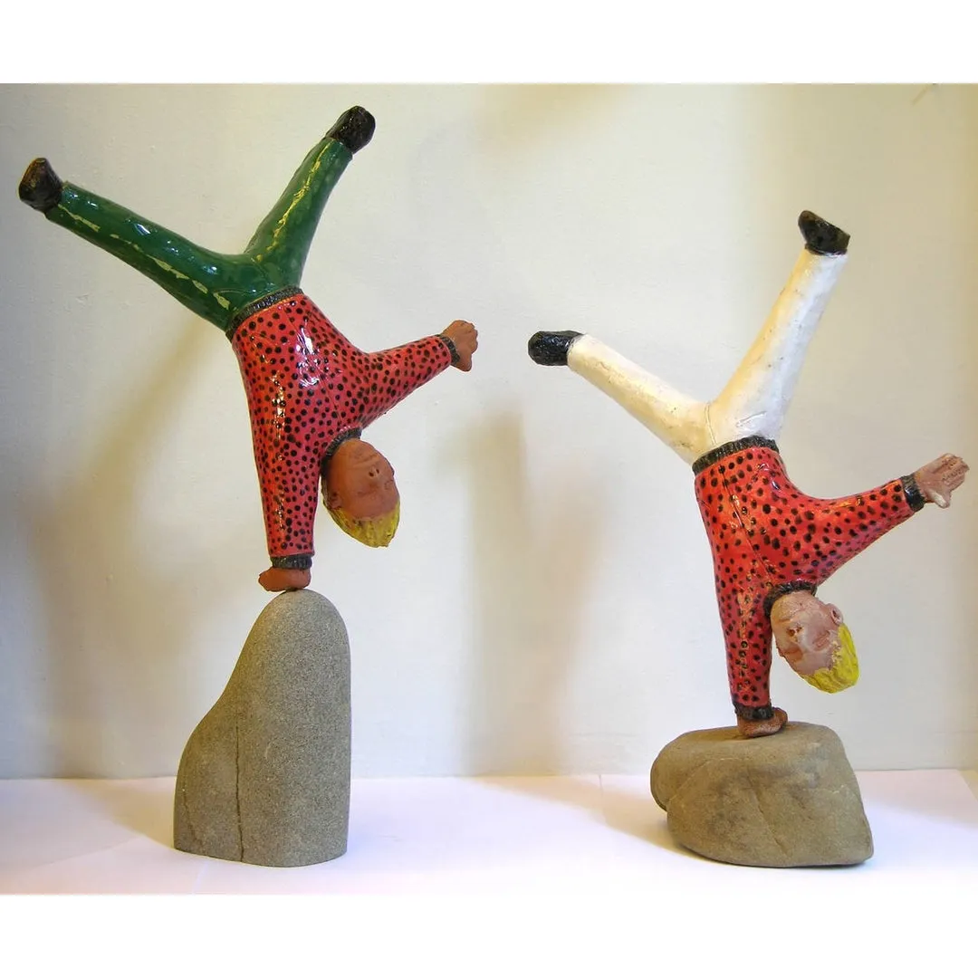 Acrobat Sculpture Terra Cotta Figure by the Italian Artist Ginestroni