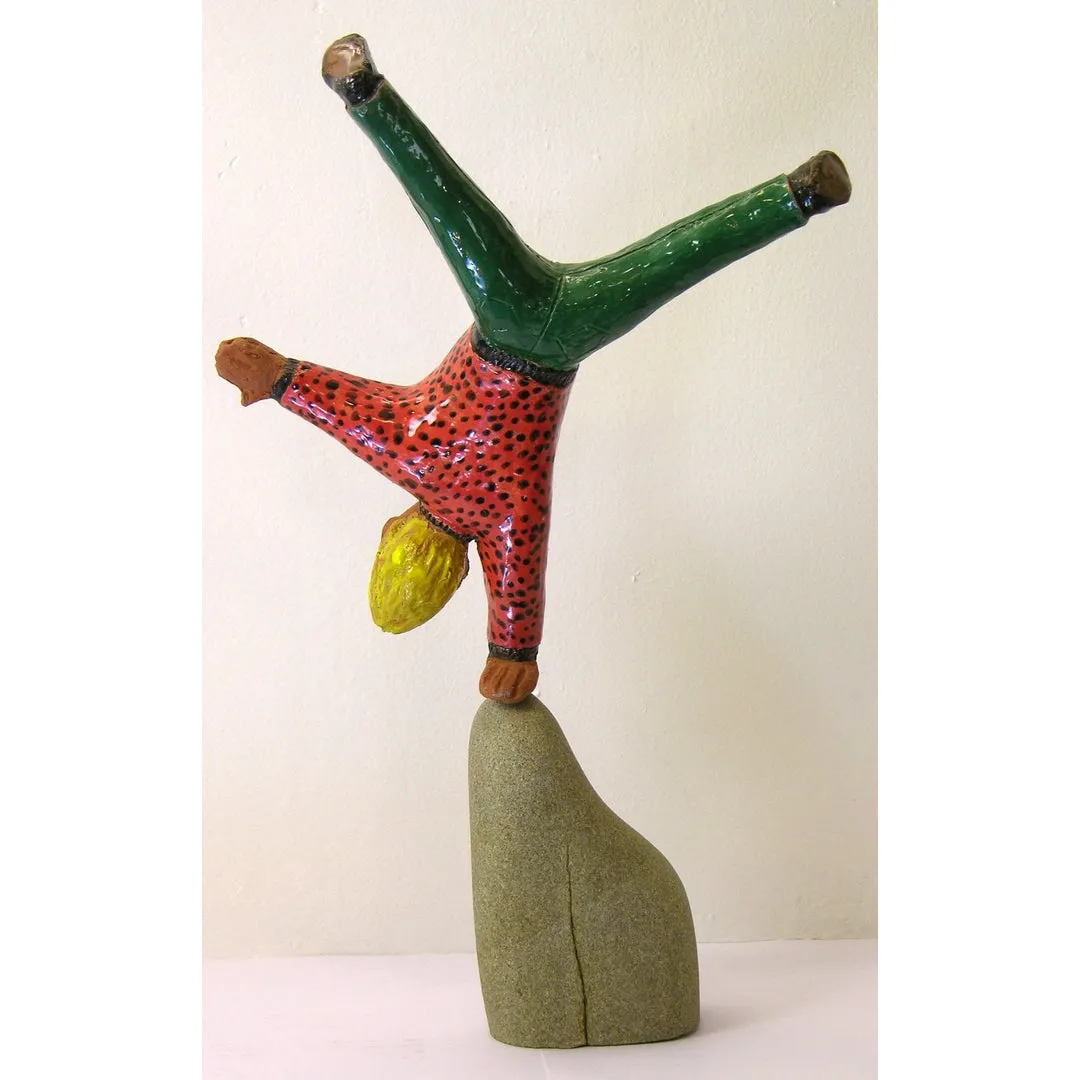 Acrobat Sculpture Terra Cotta Figure by the Italian Artist Ginestroni
