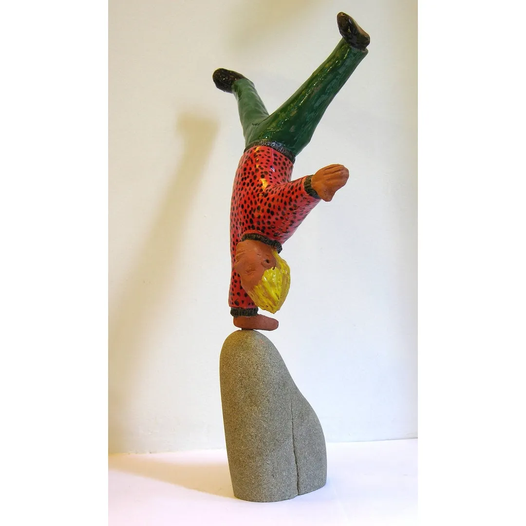 Acrobat Sculpture Terra Cotta Figure by the Italian Artist Ginestroni