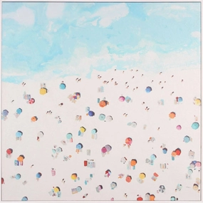 Aerial Beach Day Canvas Wall Art 