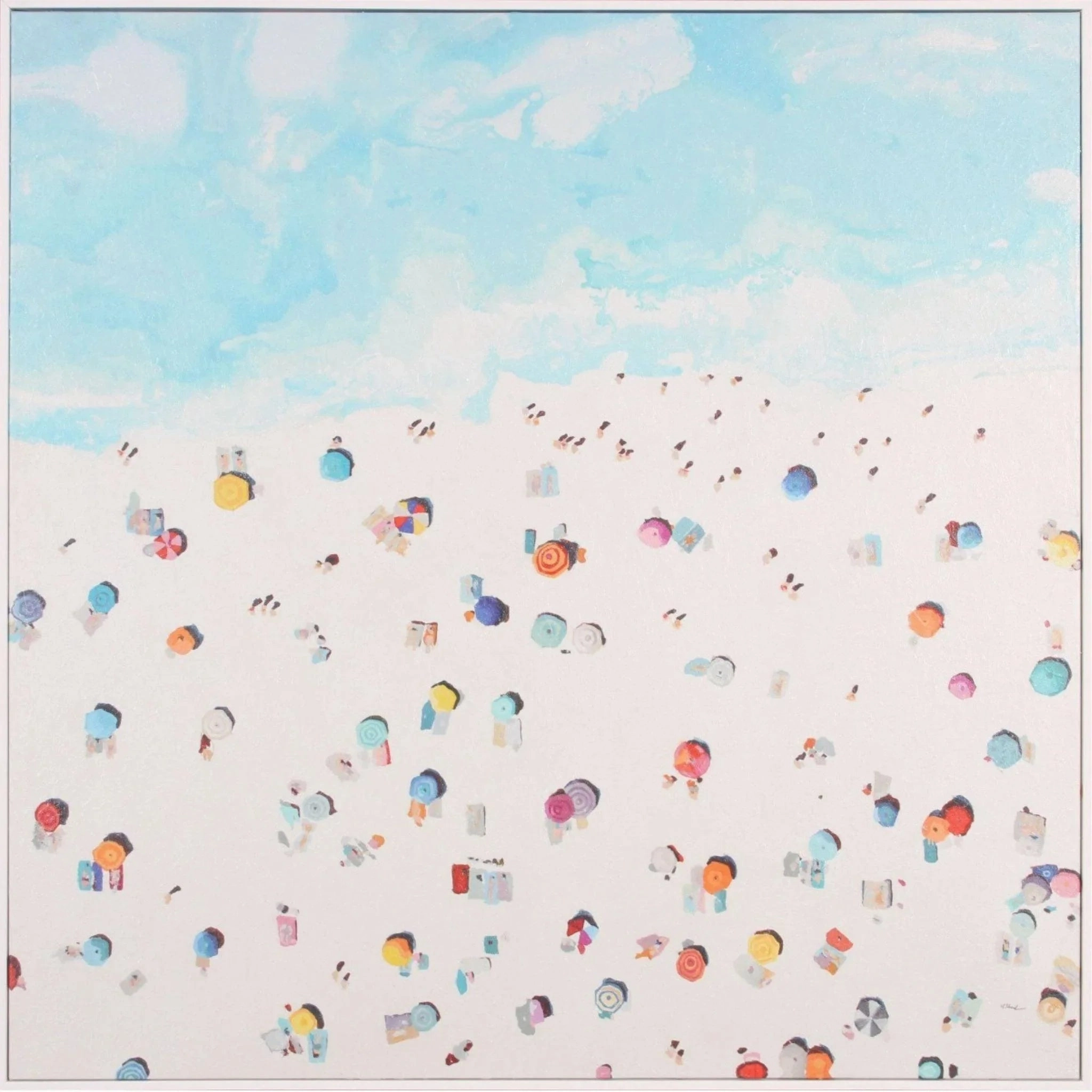 Aerial Beach Day Canvas Wall Art 
