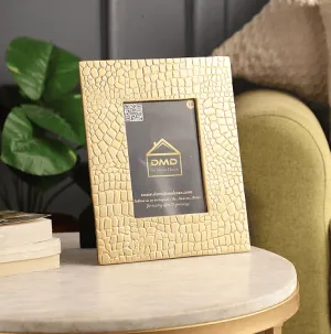 Aiko Photo Frame in Croc Pattern Gold Finish 