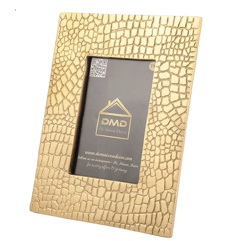 Aiko Photo Frame in Croc Pattern Gold Finish
