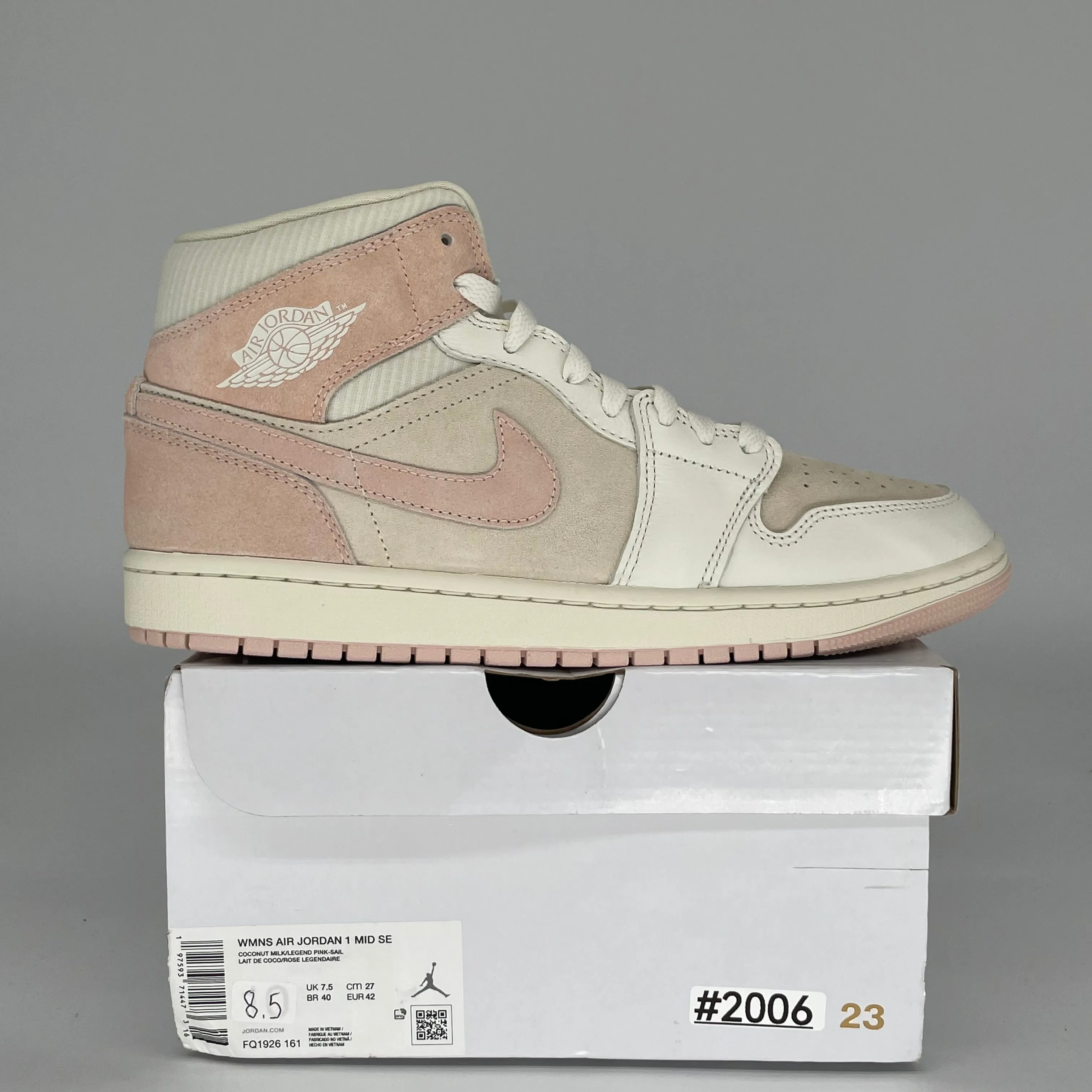 AIR JORDAN 1 MID SEERSUCKER W SIZE 8.5 FQ1926-161