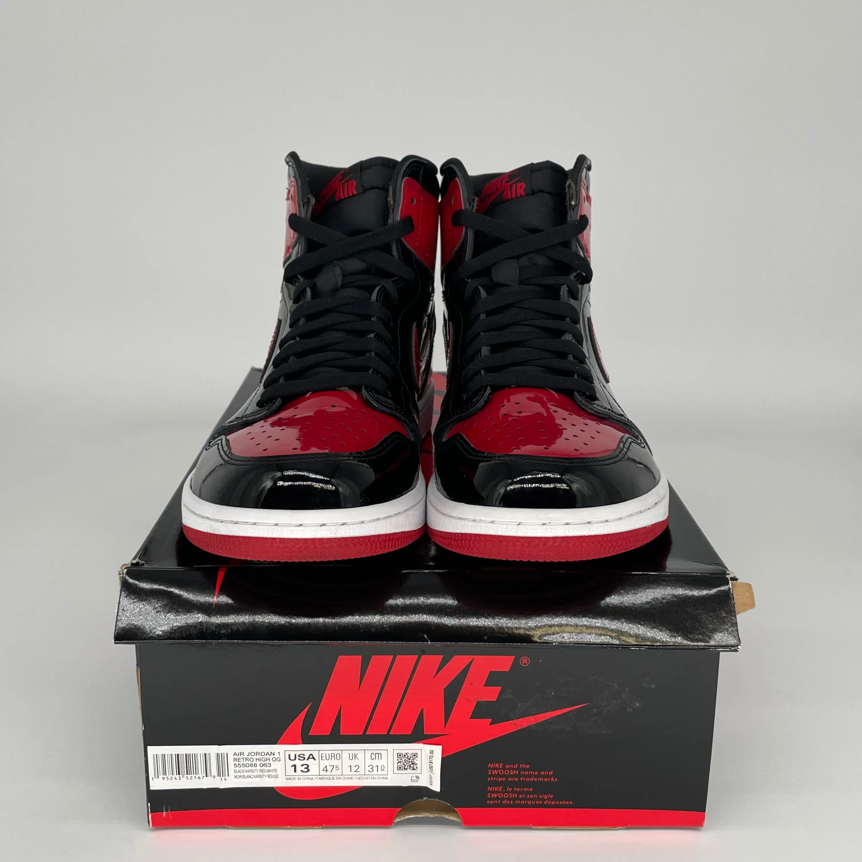 AIR JORDAN 1 PATENT BRED SIZE 13 555088-063