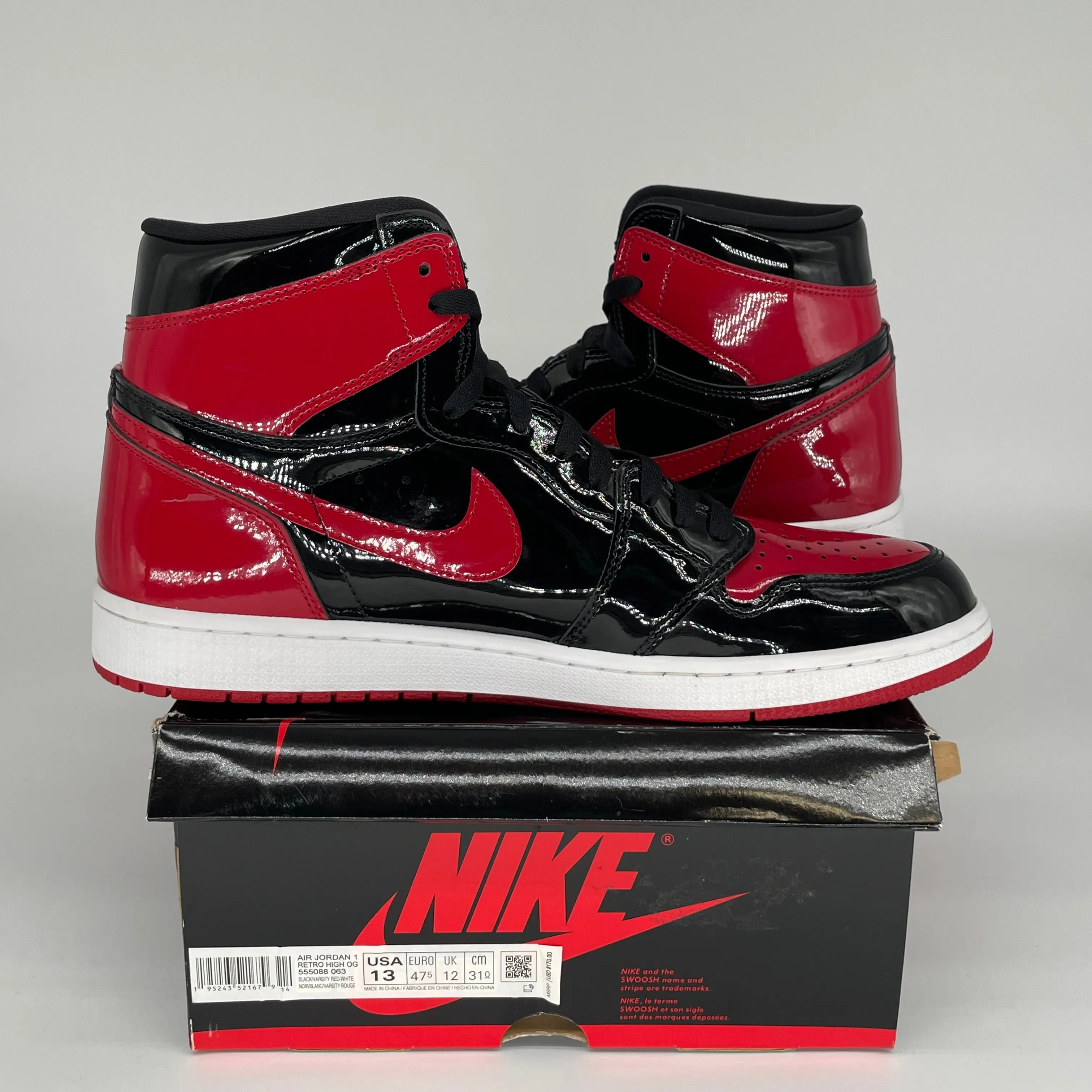 AIR JORDAN 1 PATENT BRED SIZE 13 555088-063