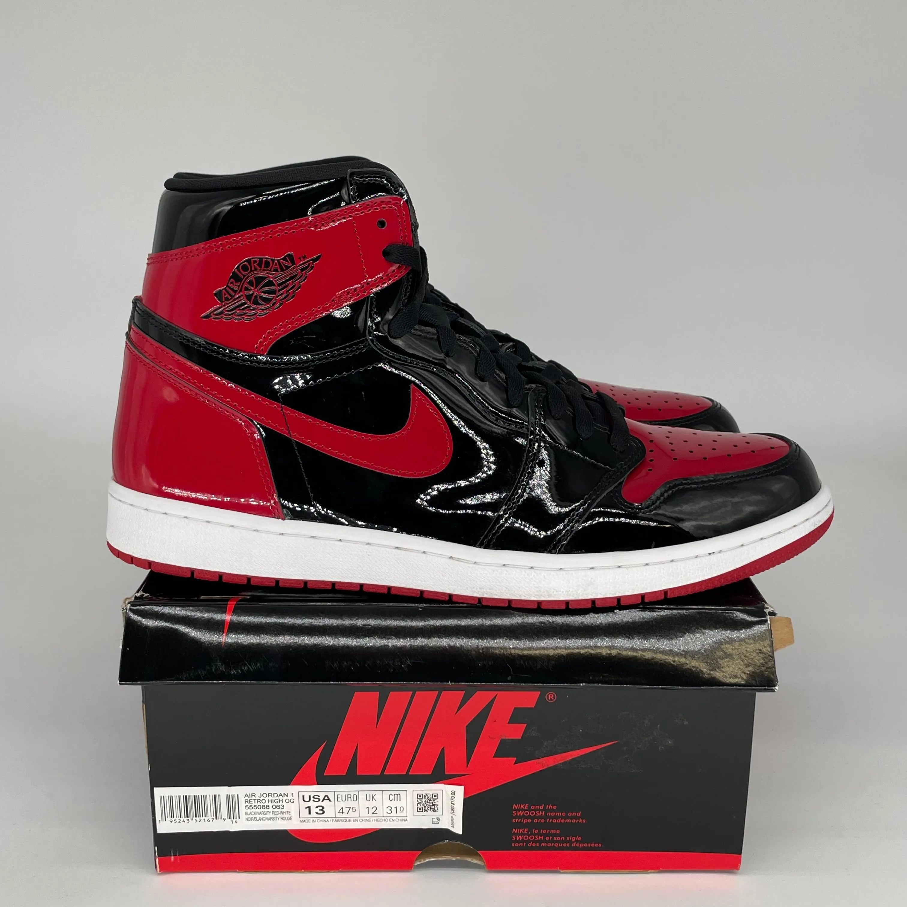 AIR JORDAN 1 PATENT BRED SIZE 13 555088-063