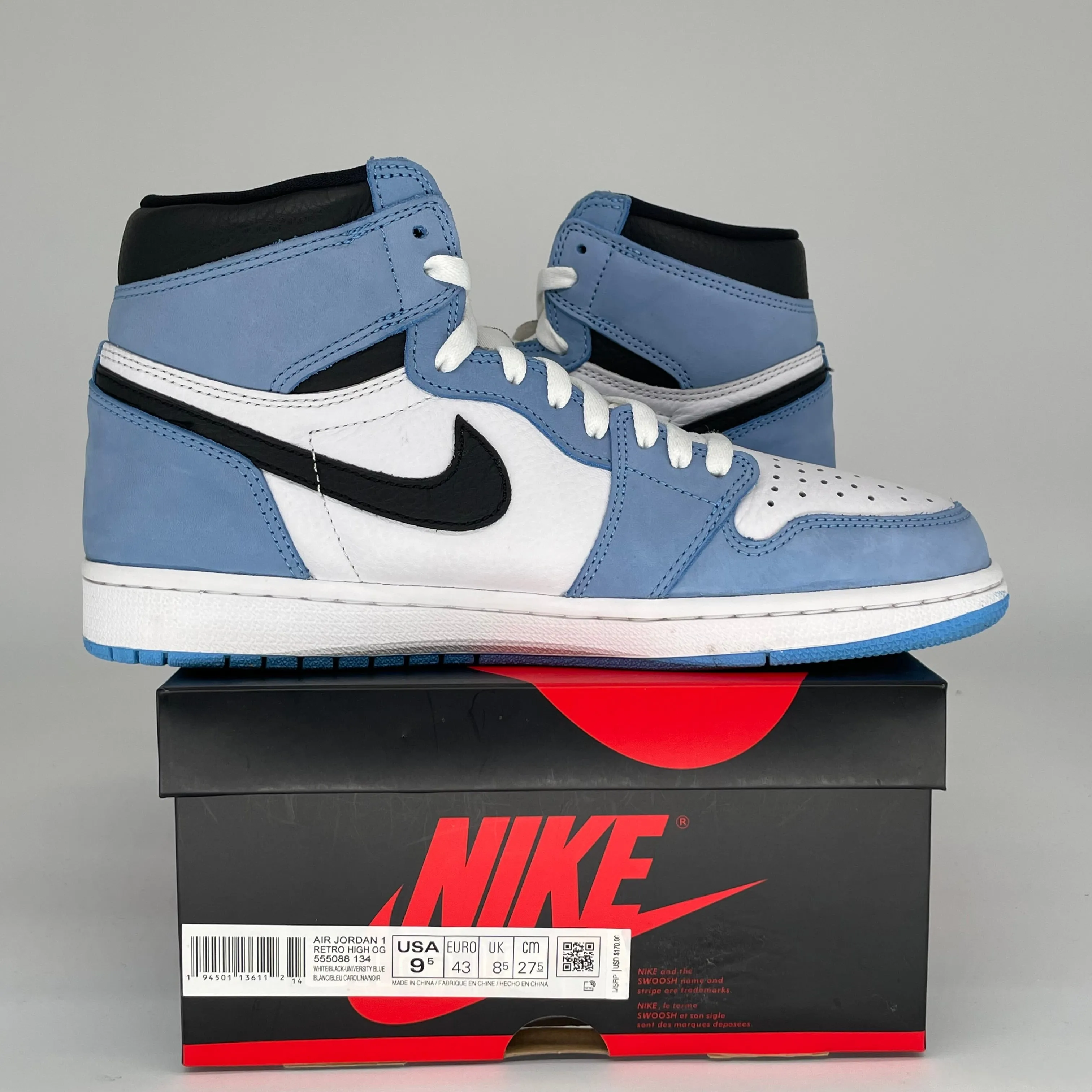 AIR JORDAN 1 UNIVERSITY BLUE SIZE 14 555088-134