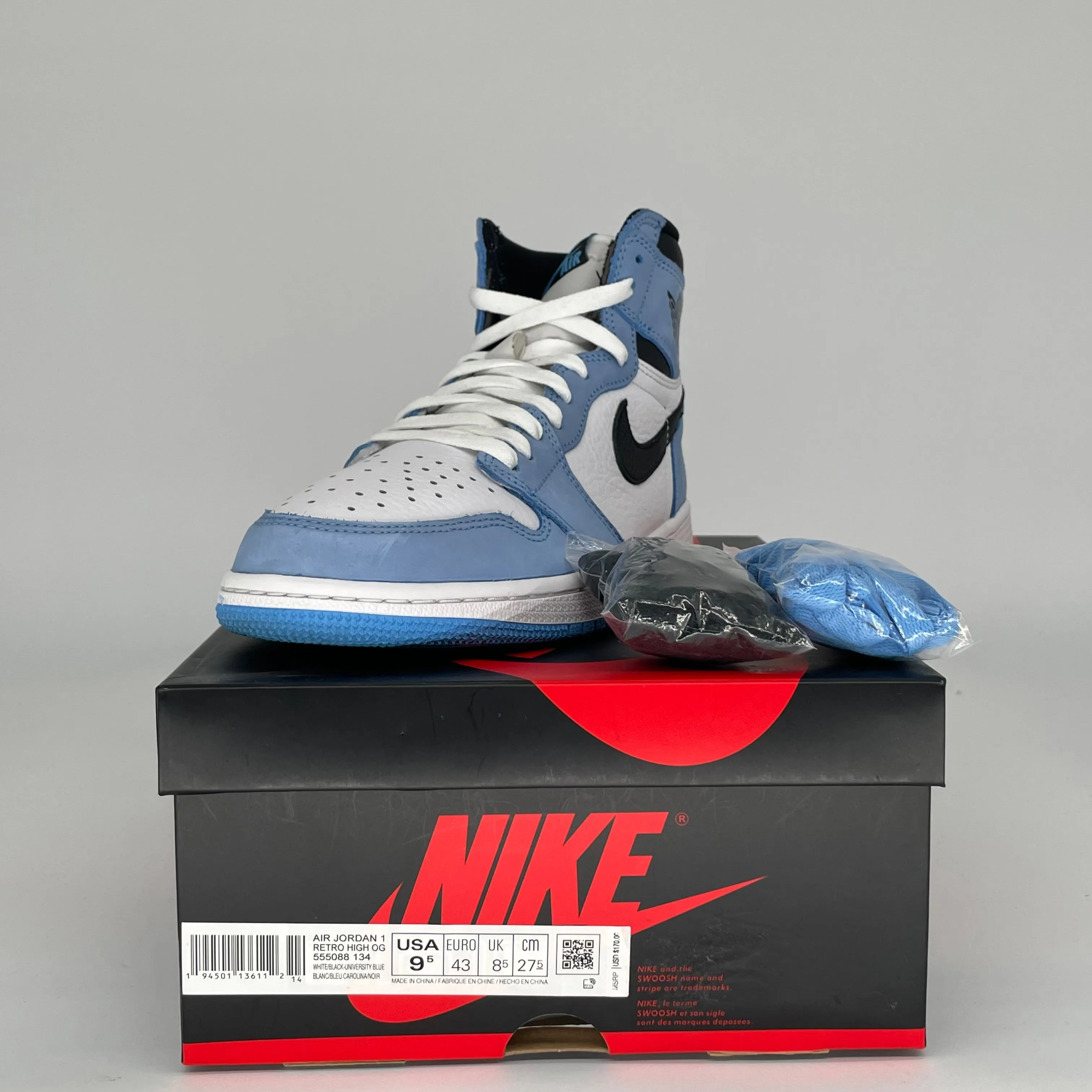AIR JORDAN 1 UNIVERSITY BLUE SIZE 14 555088-134