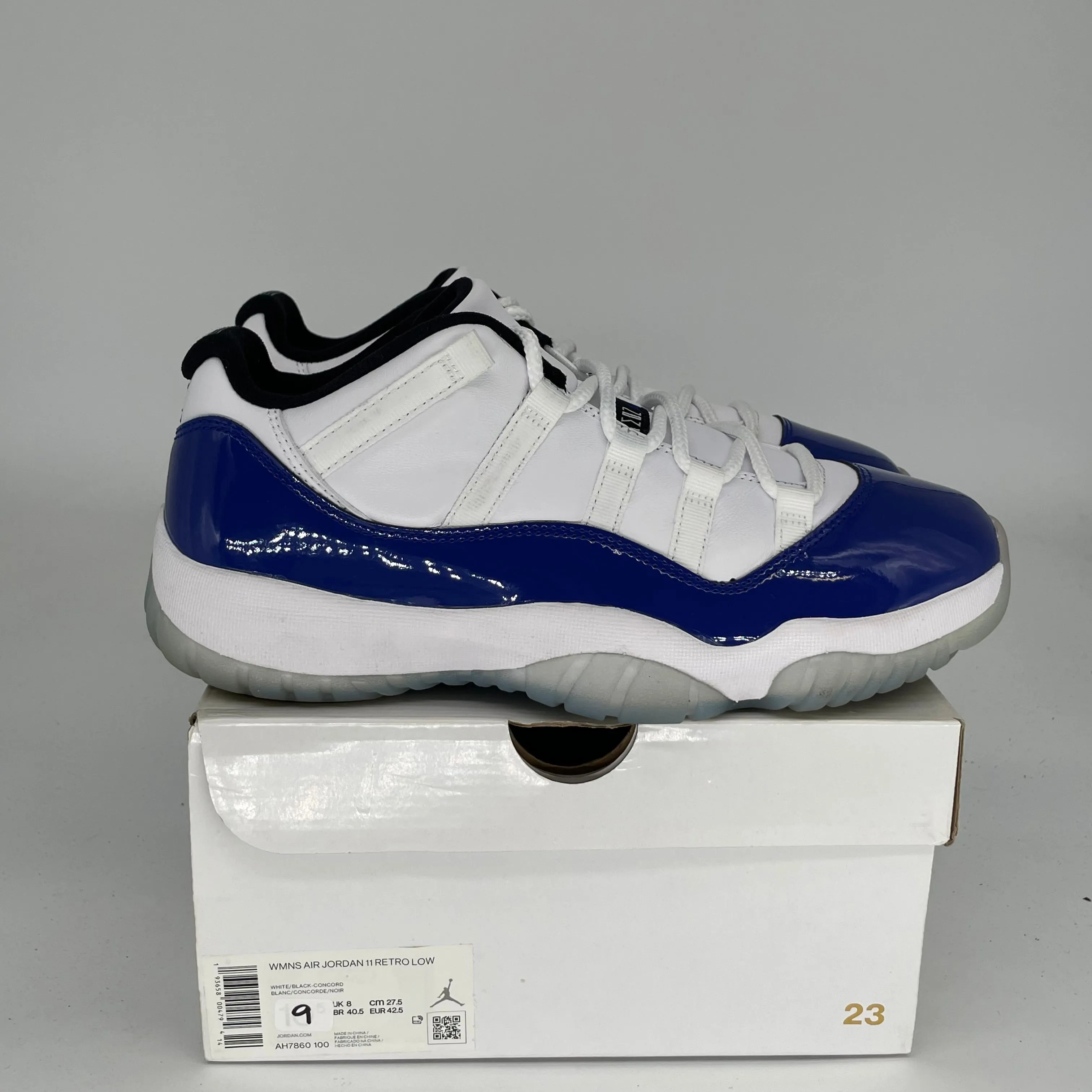 AIR JORDAN 11 LOW WHITE CONCORD W SIZE 9/10.5W AH7860-100