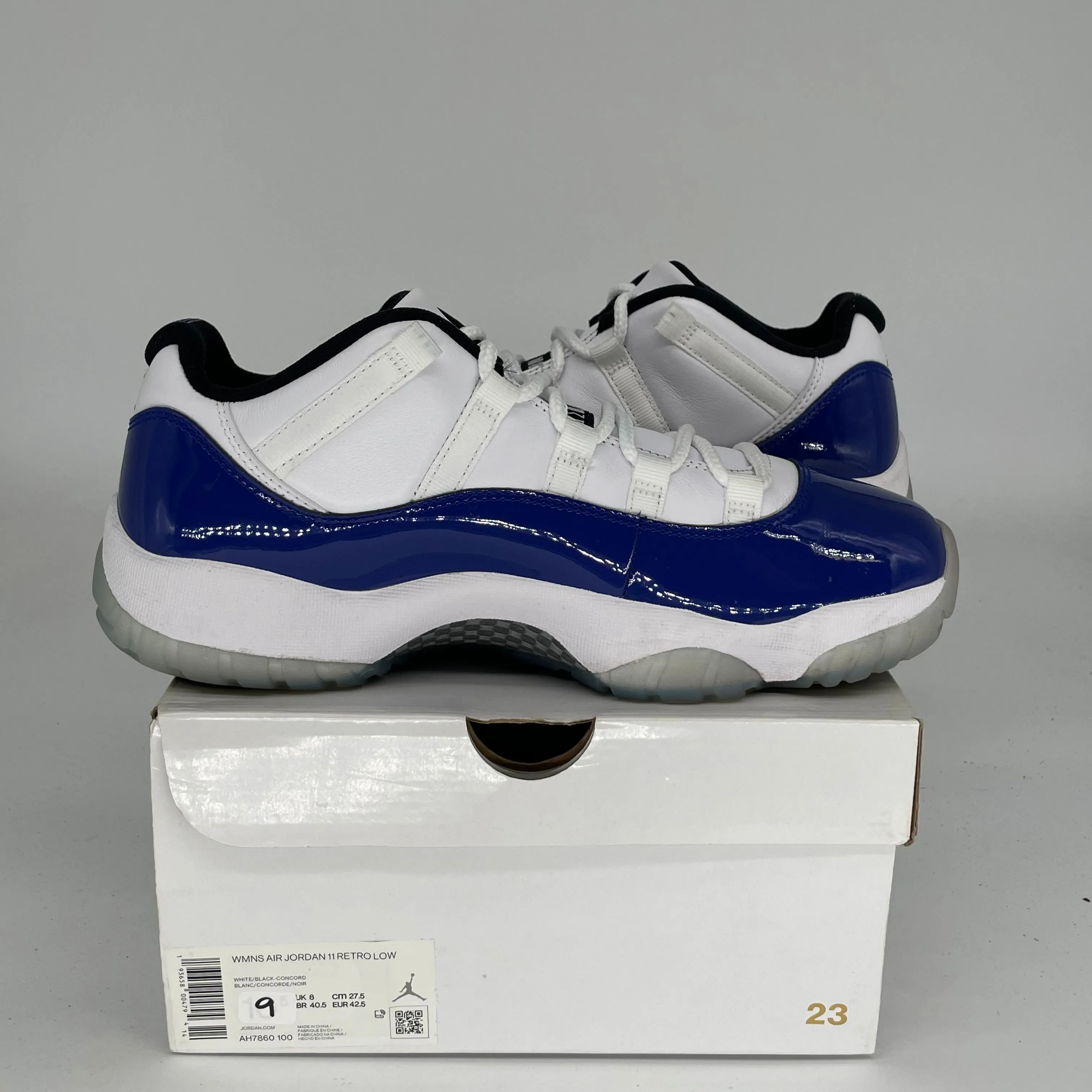 AIR JORDAN 11 LOW WHITE CONCORD W SIZE 9/10.5W AH7860-100