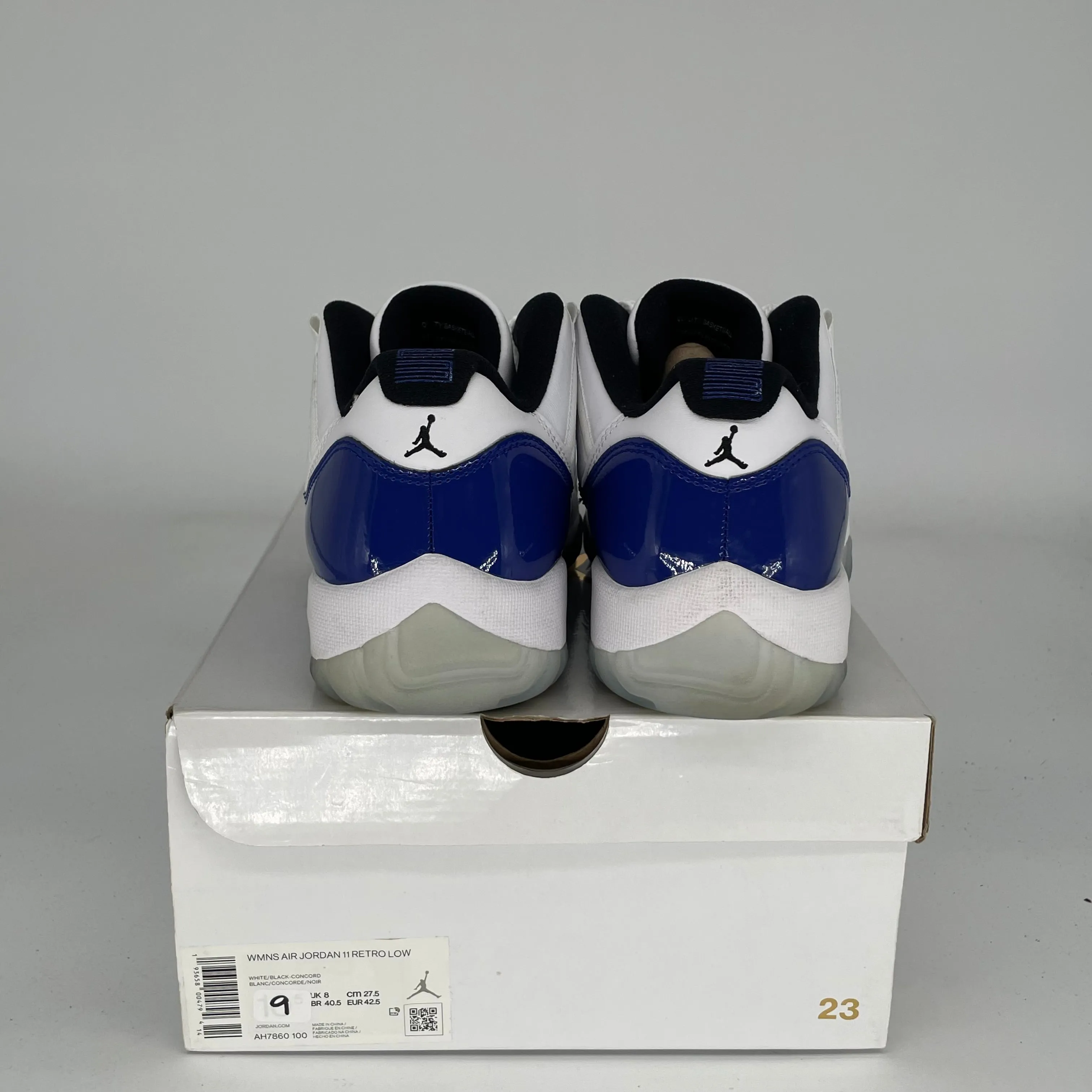 AIR JORDAN 11 LOW WHITE CONCORD W SIZE 9/10.5W AH7860-100
