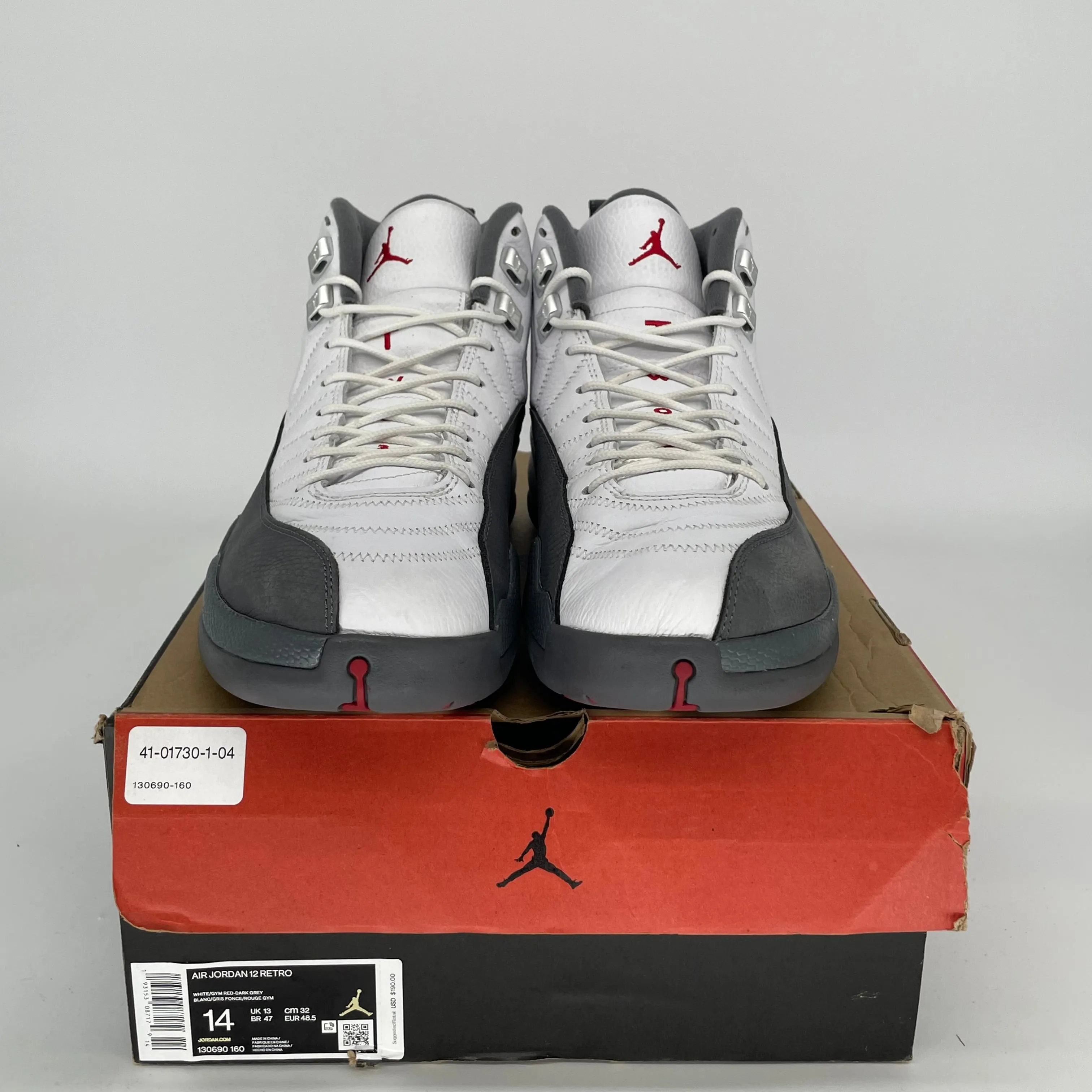 AIR JORDAN 12 WHITE DARK GREY SIZE 14 130690-160