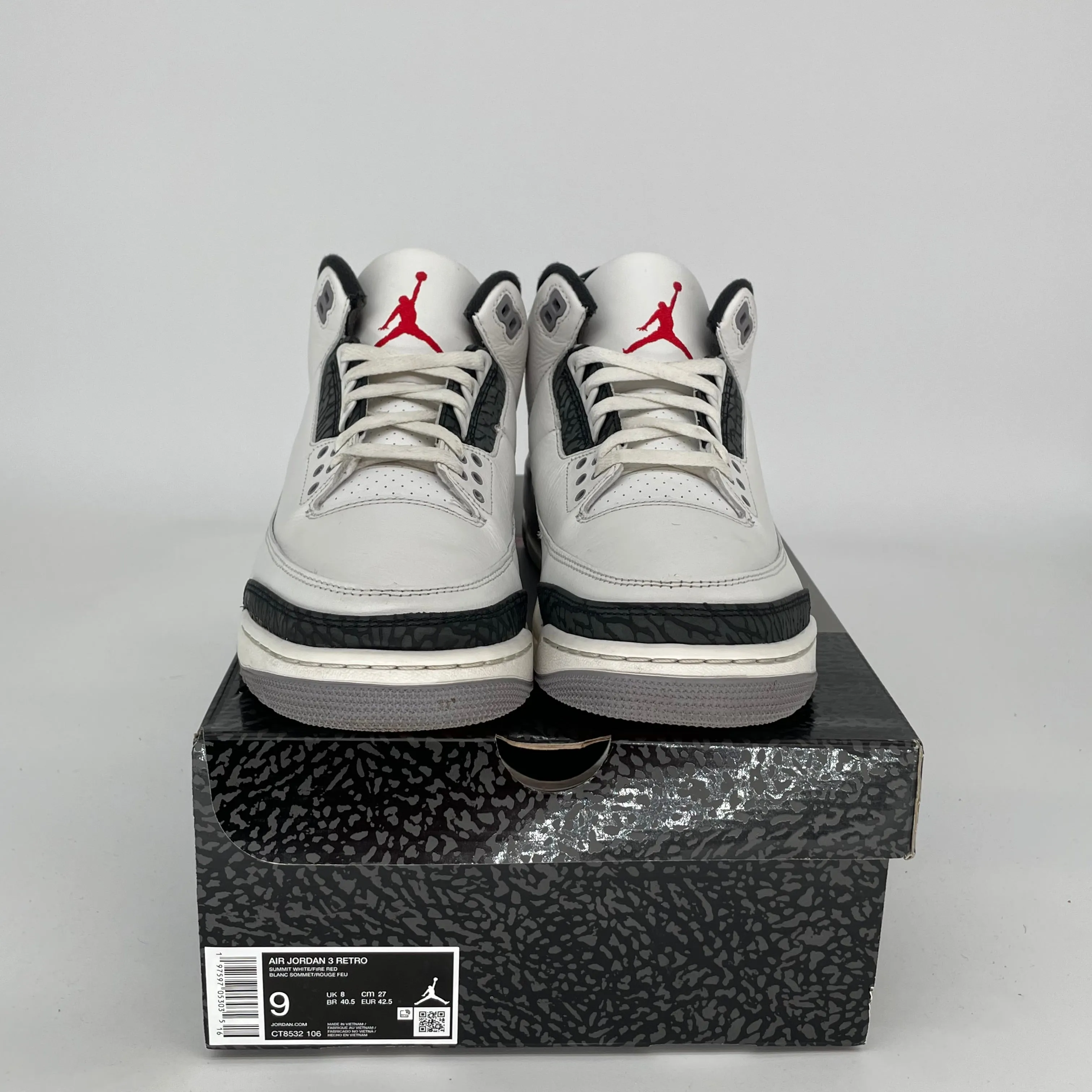 AIR JORDAN 3 CEMENT GREY SIZE 9 CT8532-106