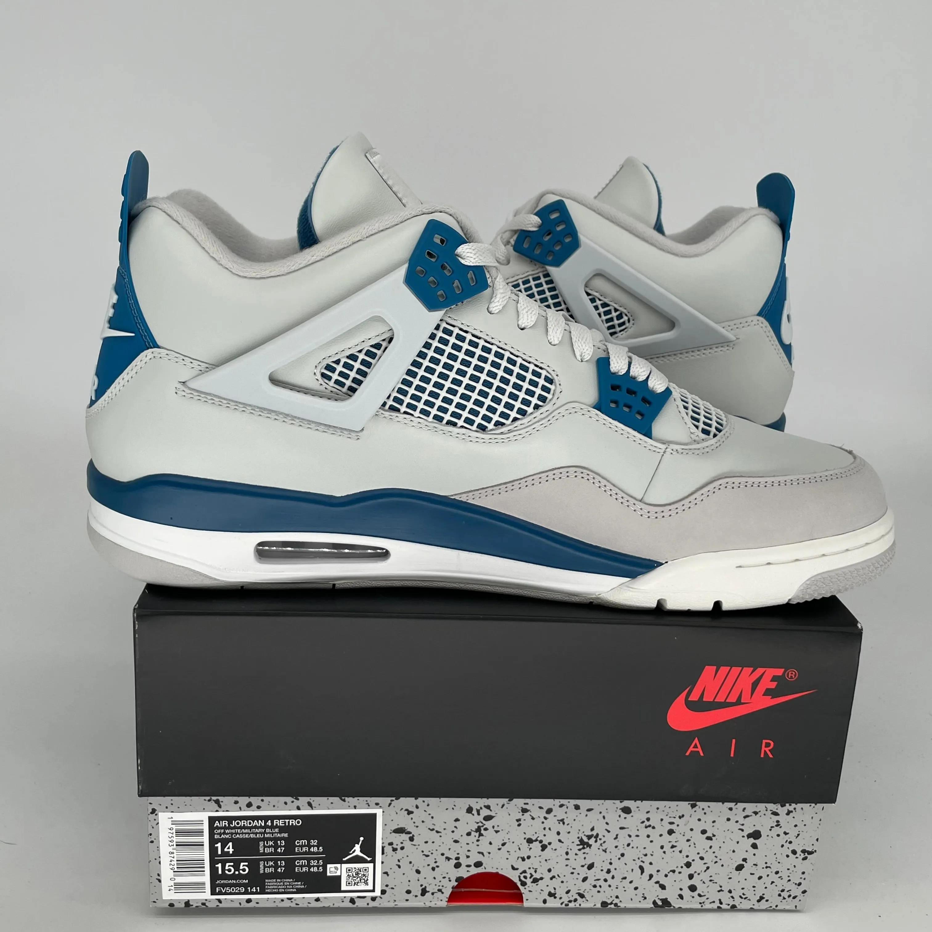 AIR JORDAN 4 MILITARY BLUE SIZE 14 FV5029-141
