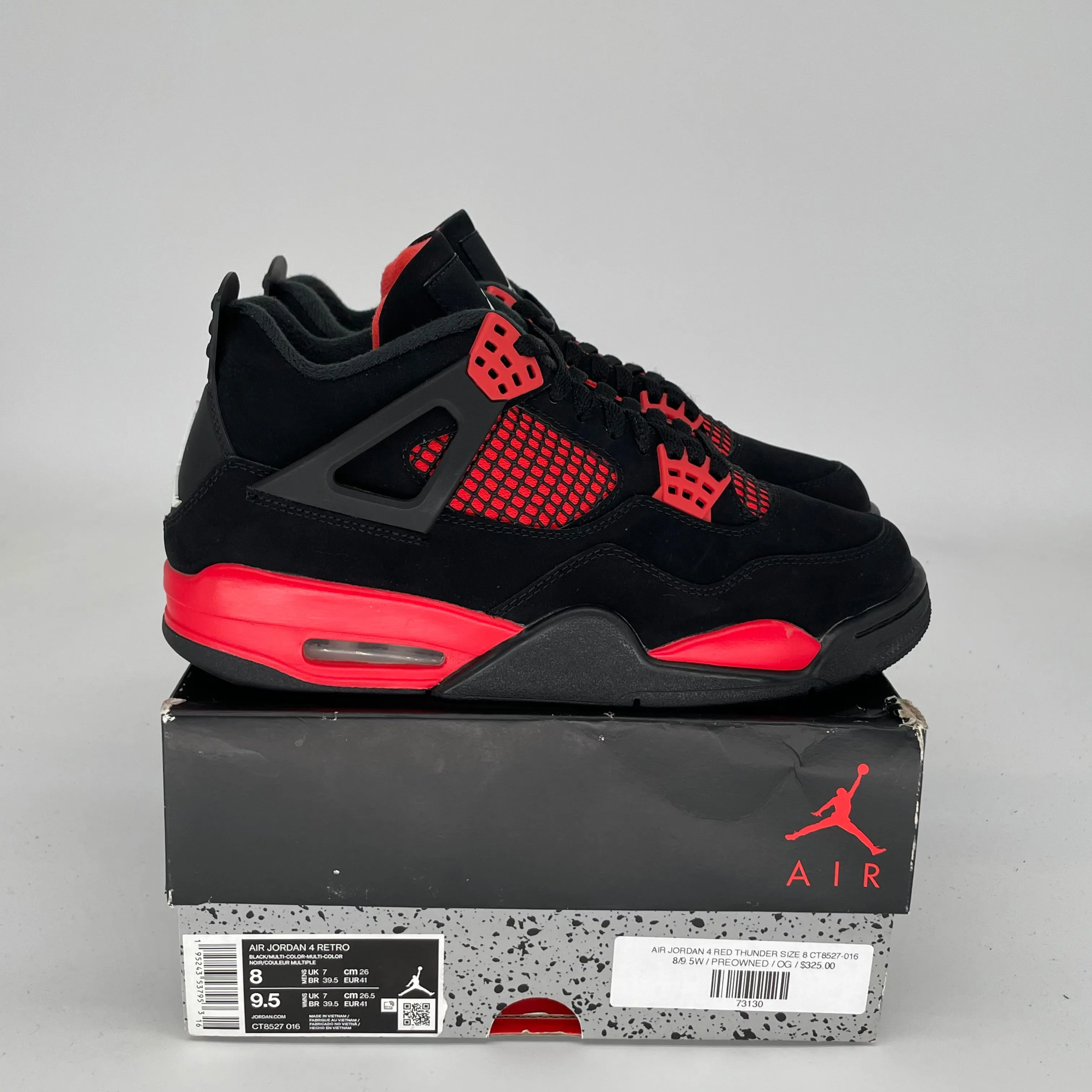 AIR JORDAN 4 RED THUNDER SIZE 8 CT8527-016