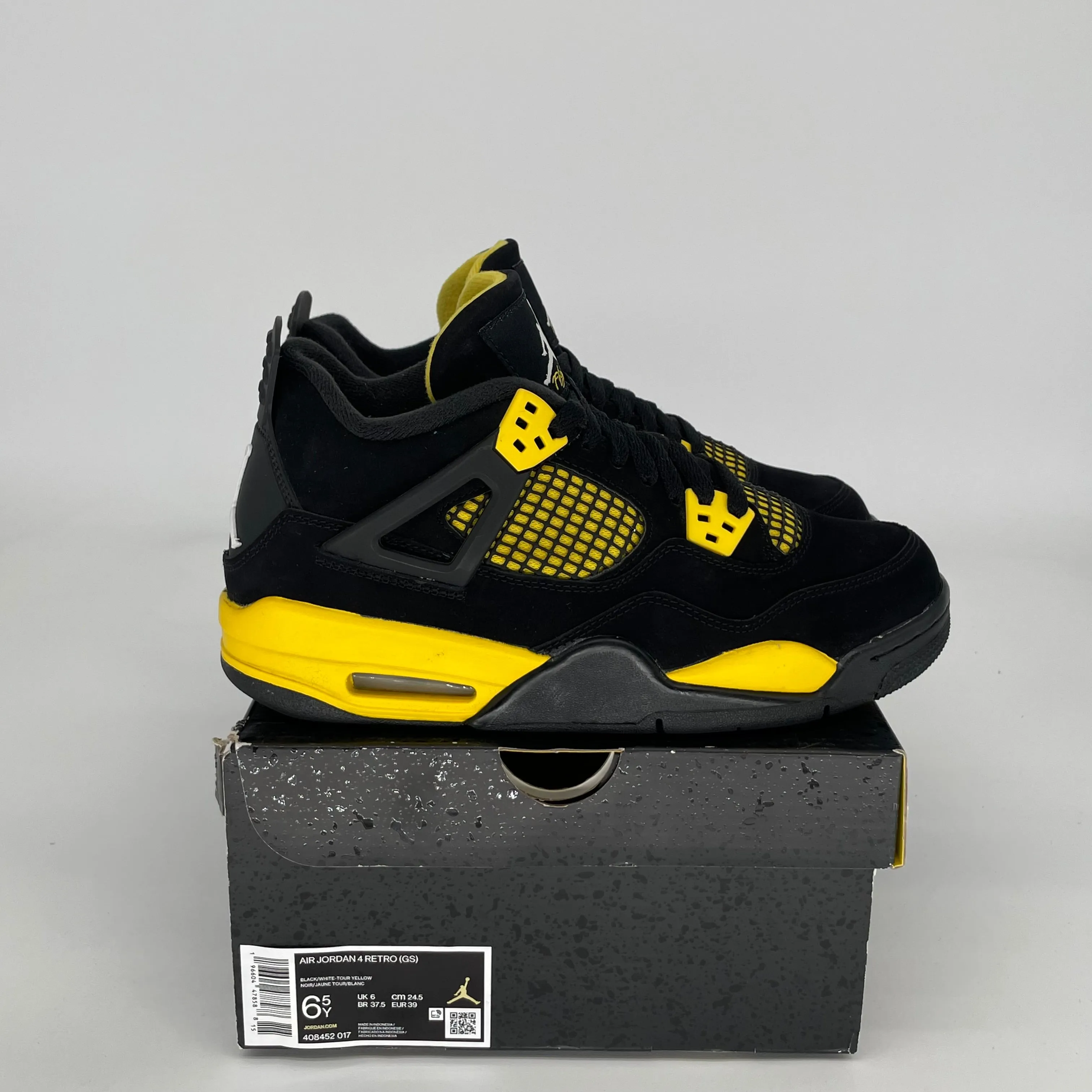 AIR JORDAN 4 THUNDER SIZE 6.5Y 408452-017
