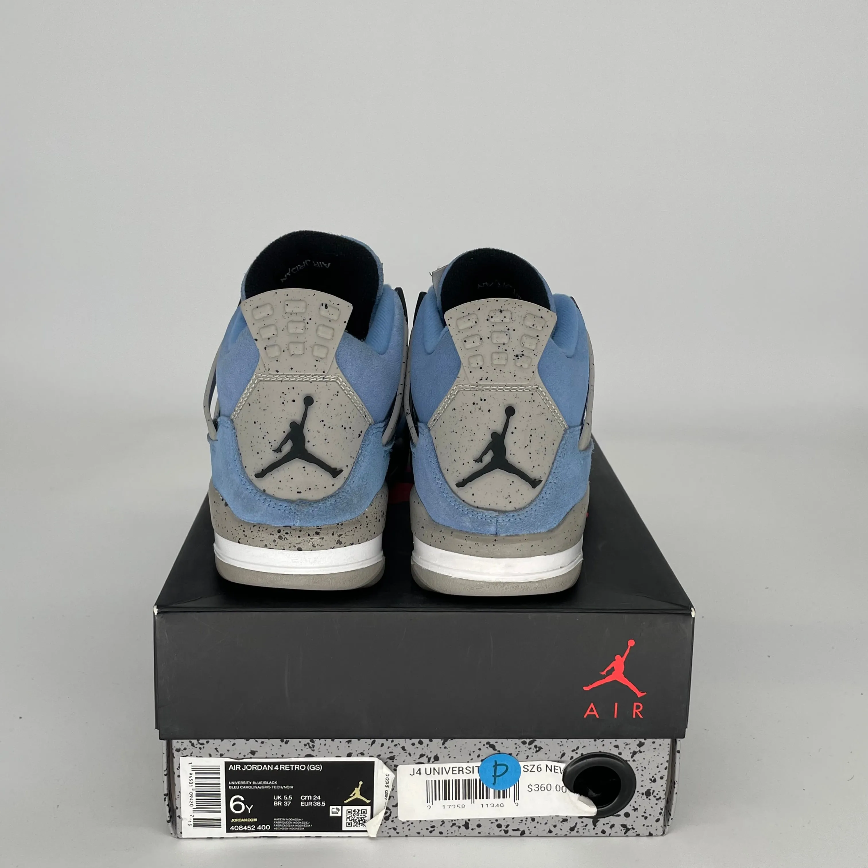 AIR JORDAN 4 UNIVERSITY BLUE SIZE 6Y 408452-400