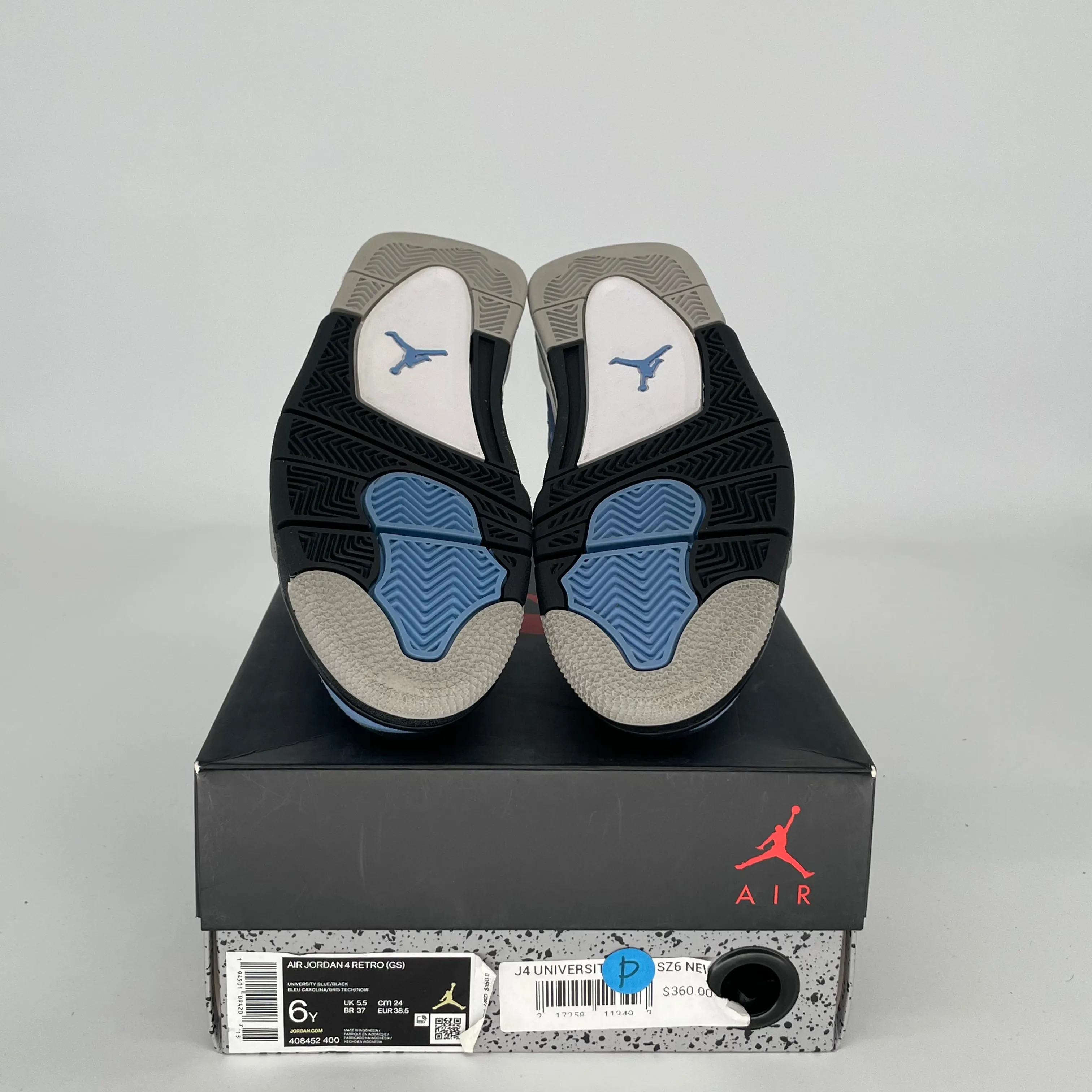 AIR JORDAN 4 UNIVERSITY BLUE SIZE 6Y 408452-400
