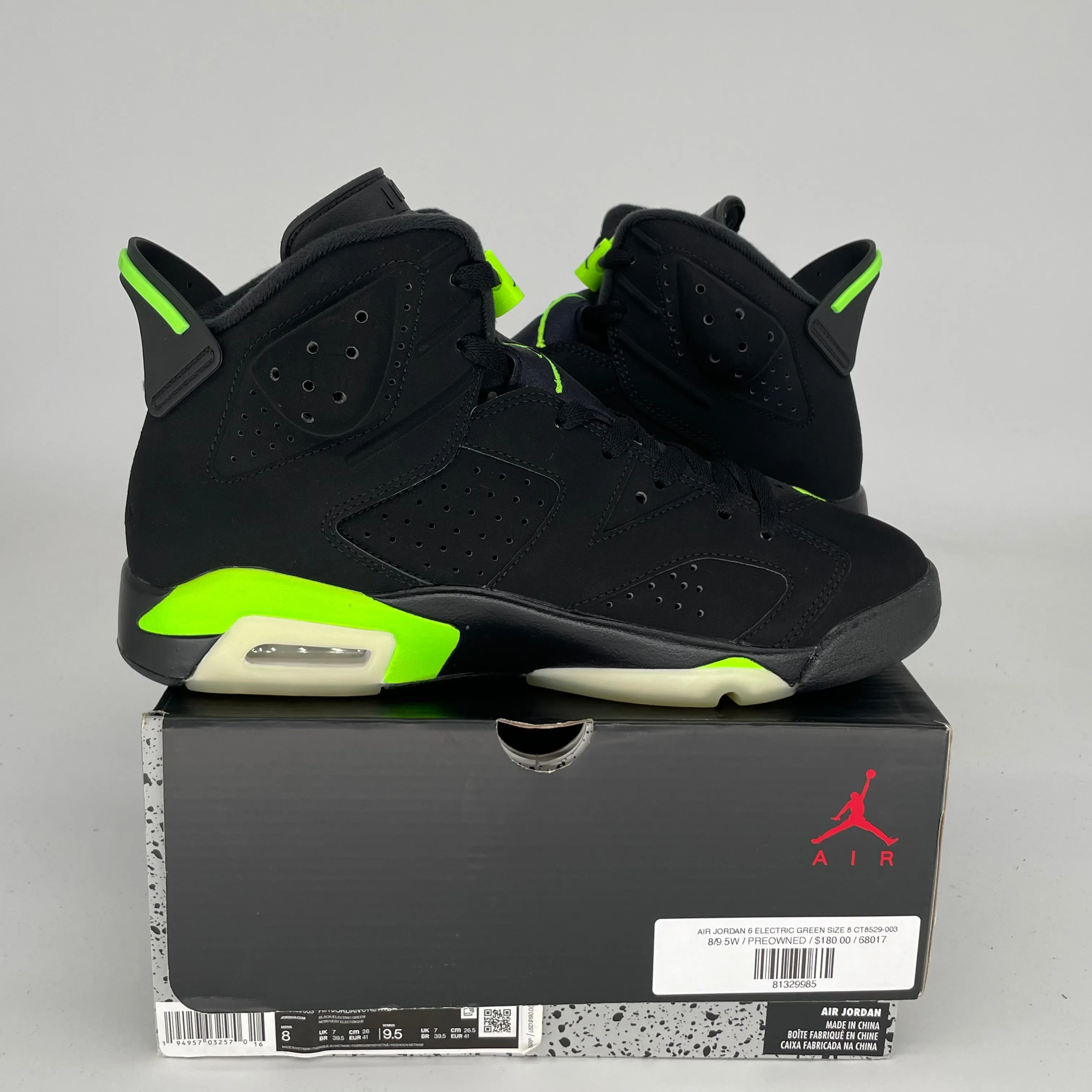 AIR JORDAN 6 ELECTRIC GREEN SIZE 8 CT8529-003