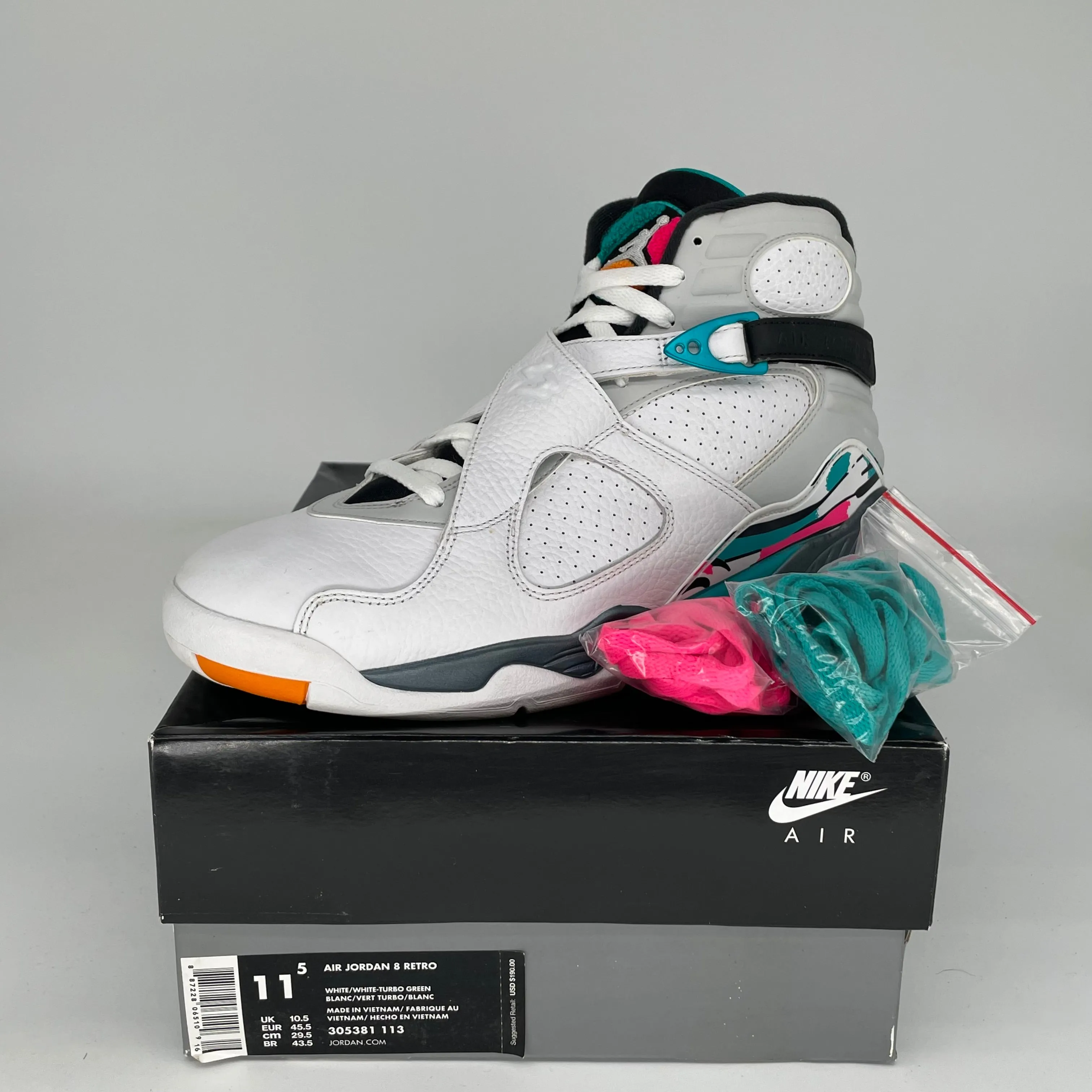 AIR JORDAN 8 SOUTH BEACH SIZE 11.5 305381-113