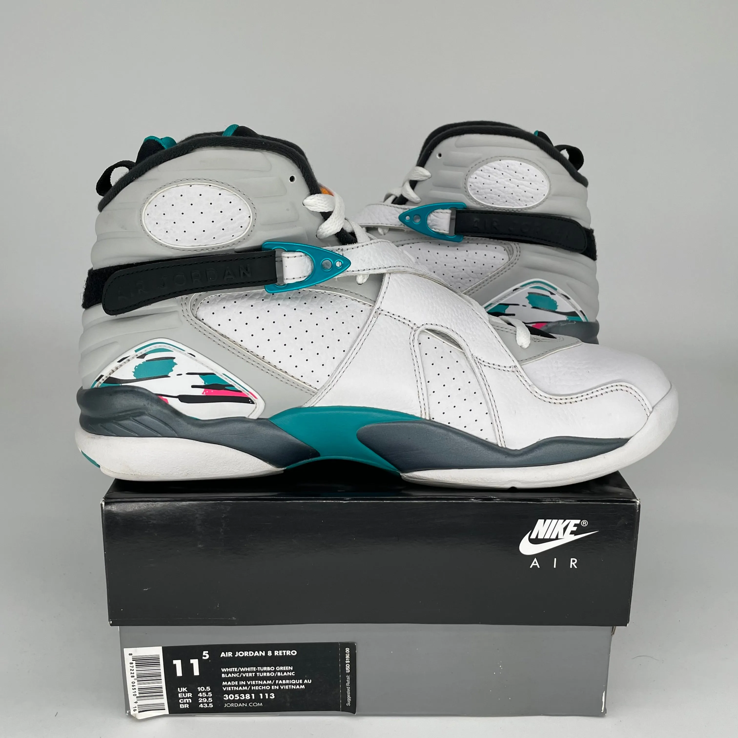 AIR JORDAN 8 SOUTH BEACH SIZE 11.5 305381-113